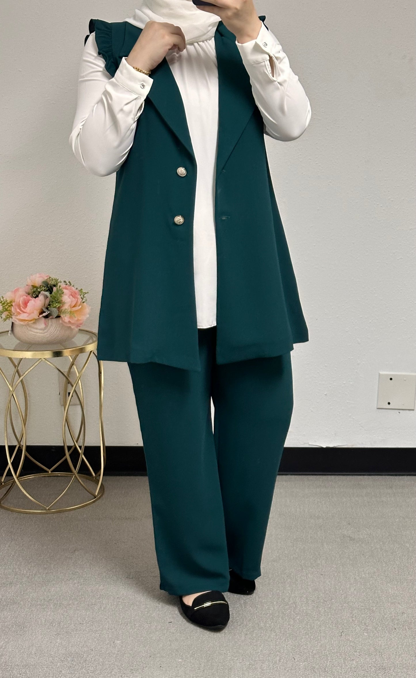 three pieces set with white shirt underneath