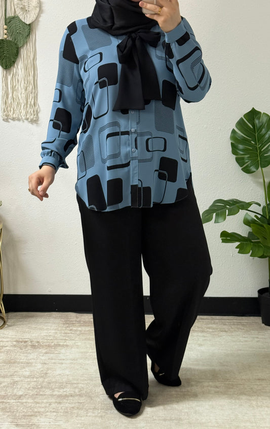 Block Print Bow-tie Shirt