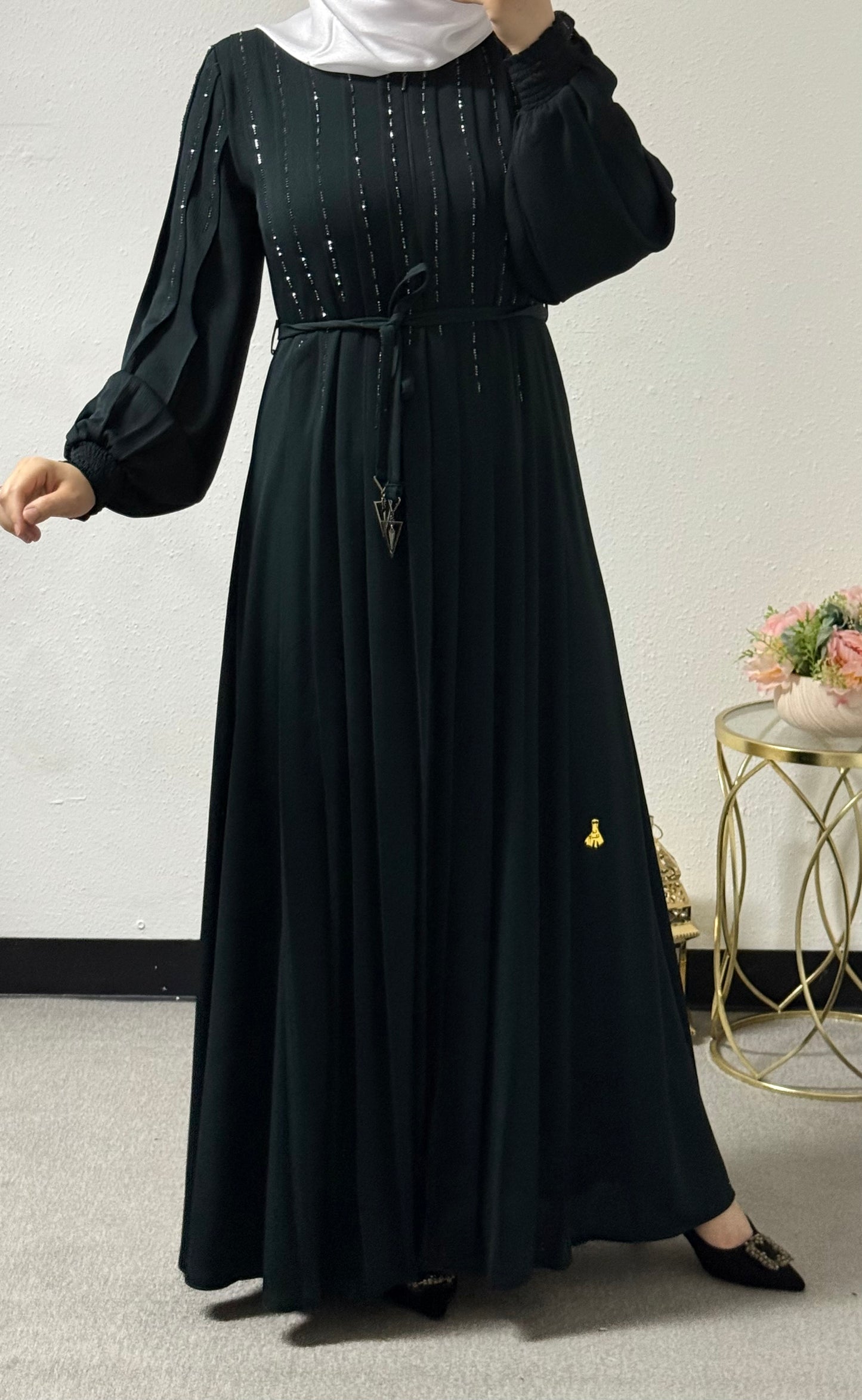 Intricate beads abaya