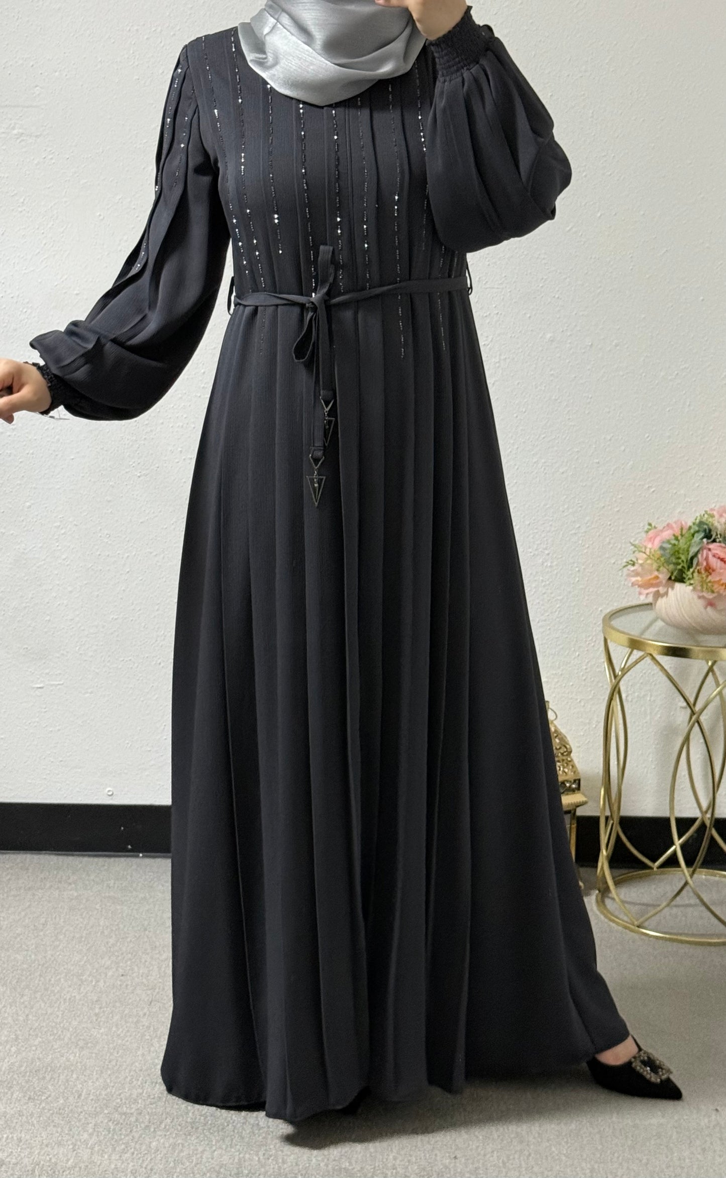 Intricate beads abaya