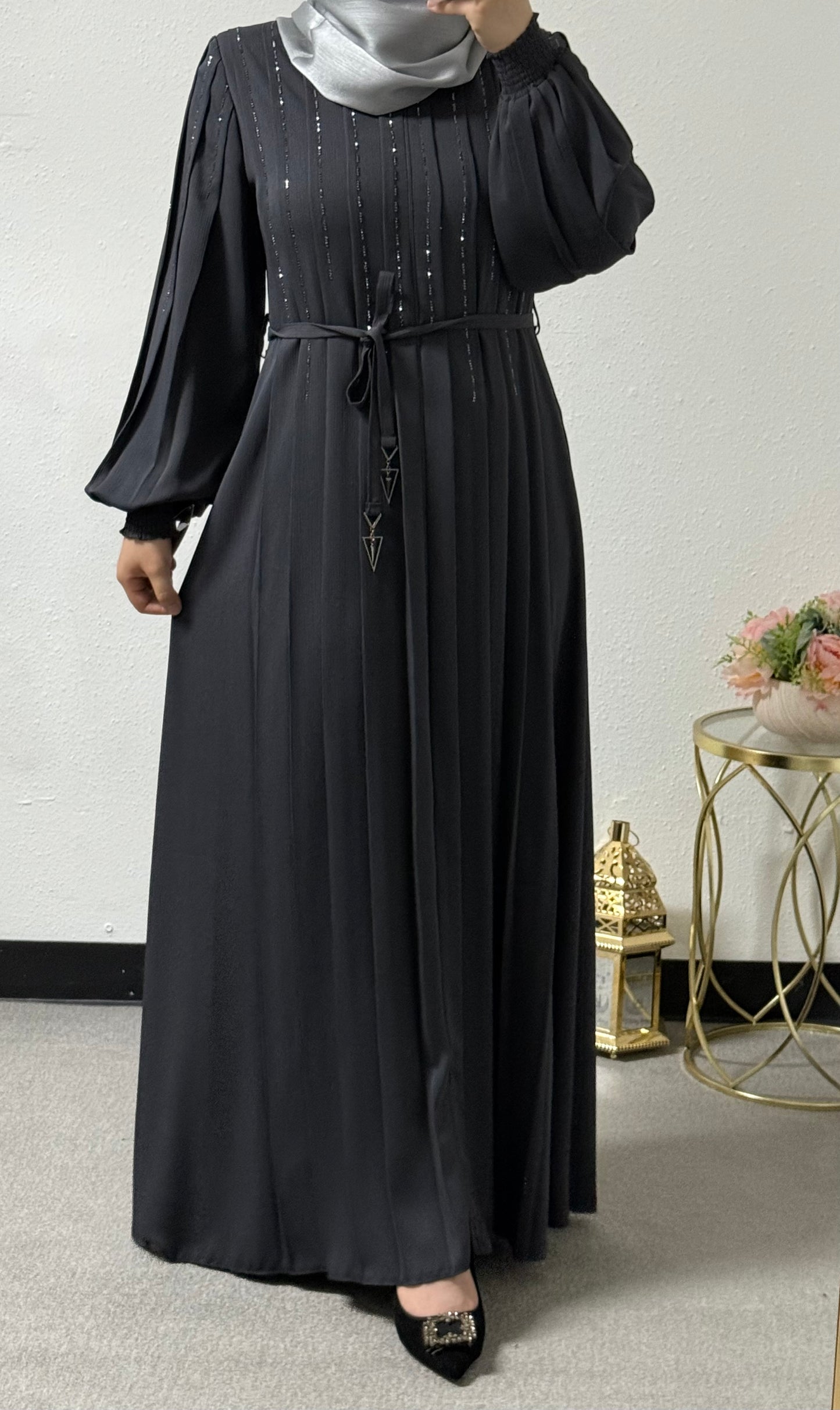 Intricate beads abaya