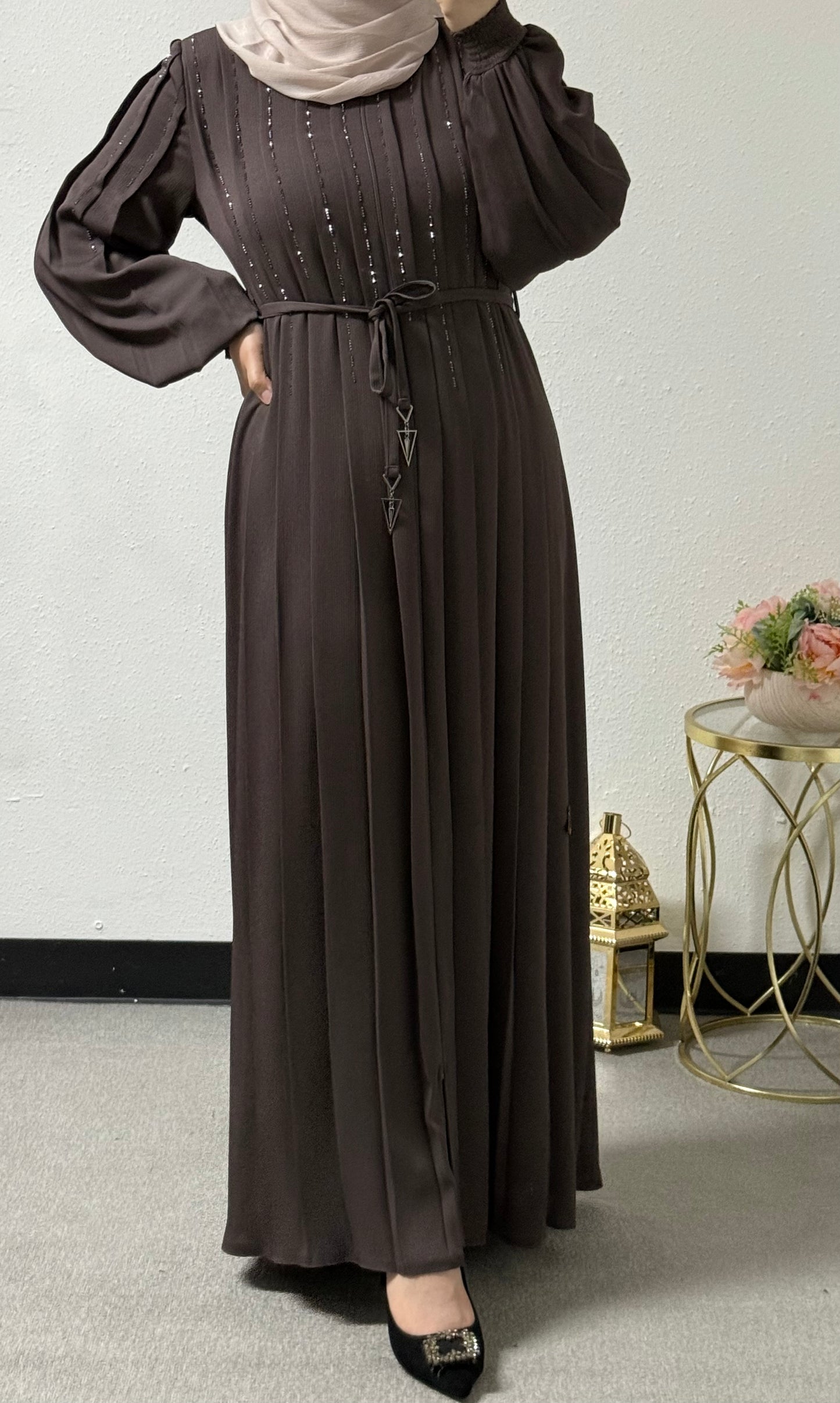 Intricate beads abaya