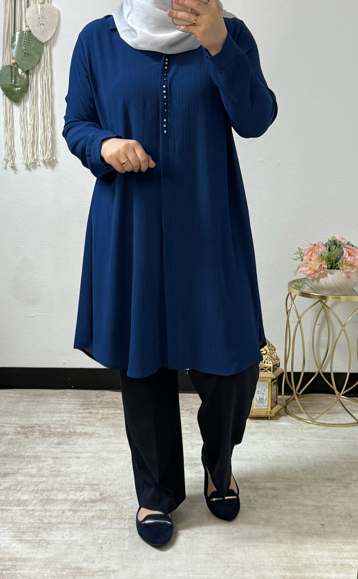 Collared Crinkle Long Shirt
