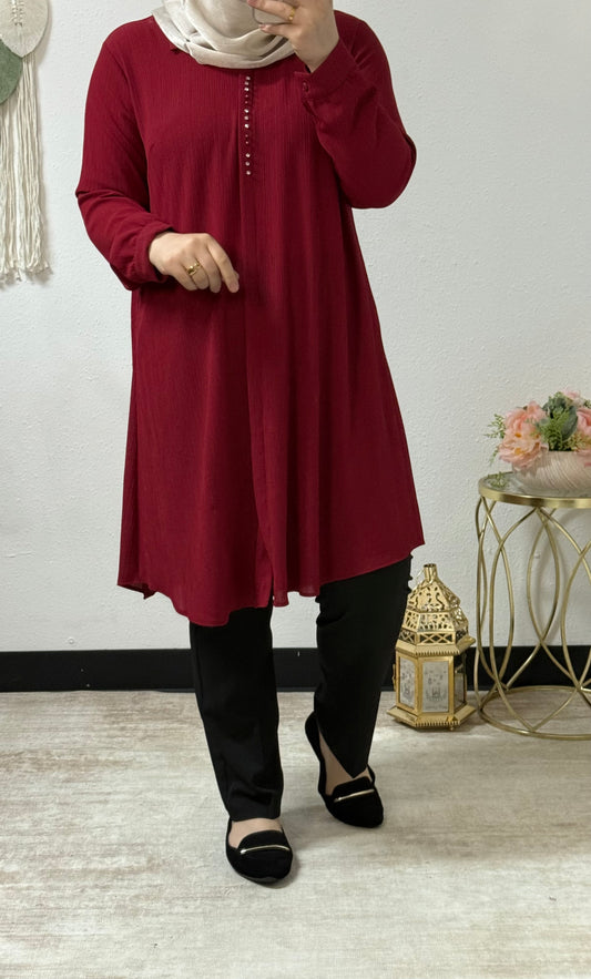 Collared Crinkle Long Shirt