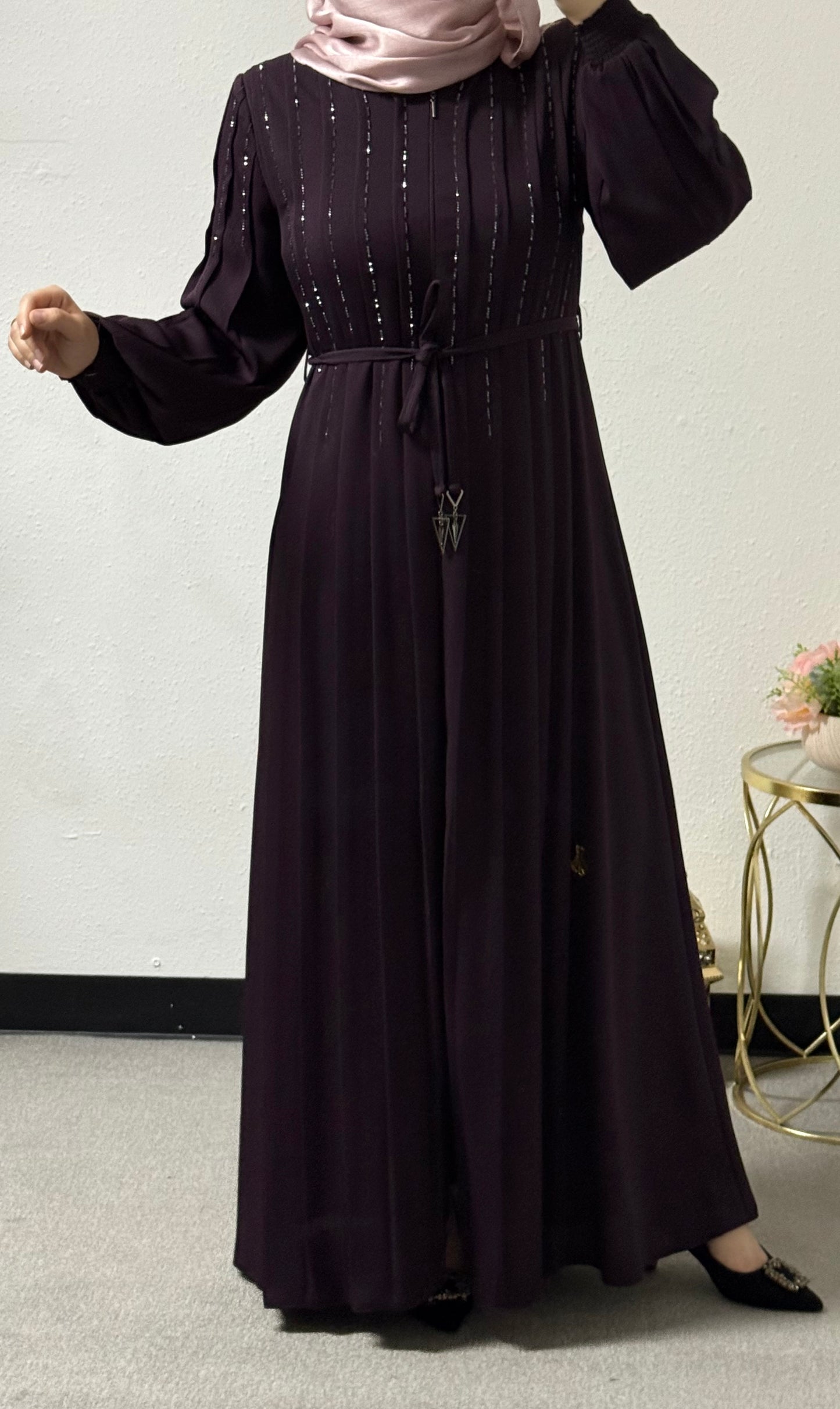 Intricate beads abaya