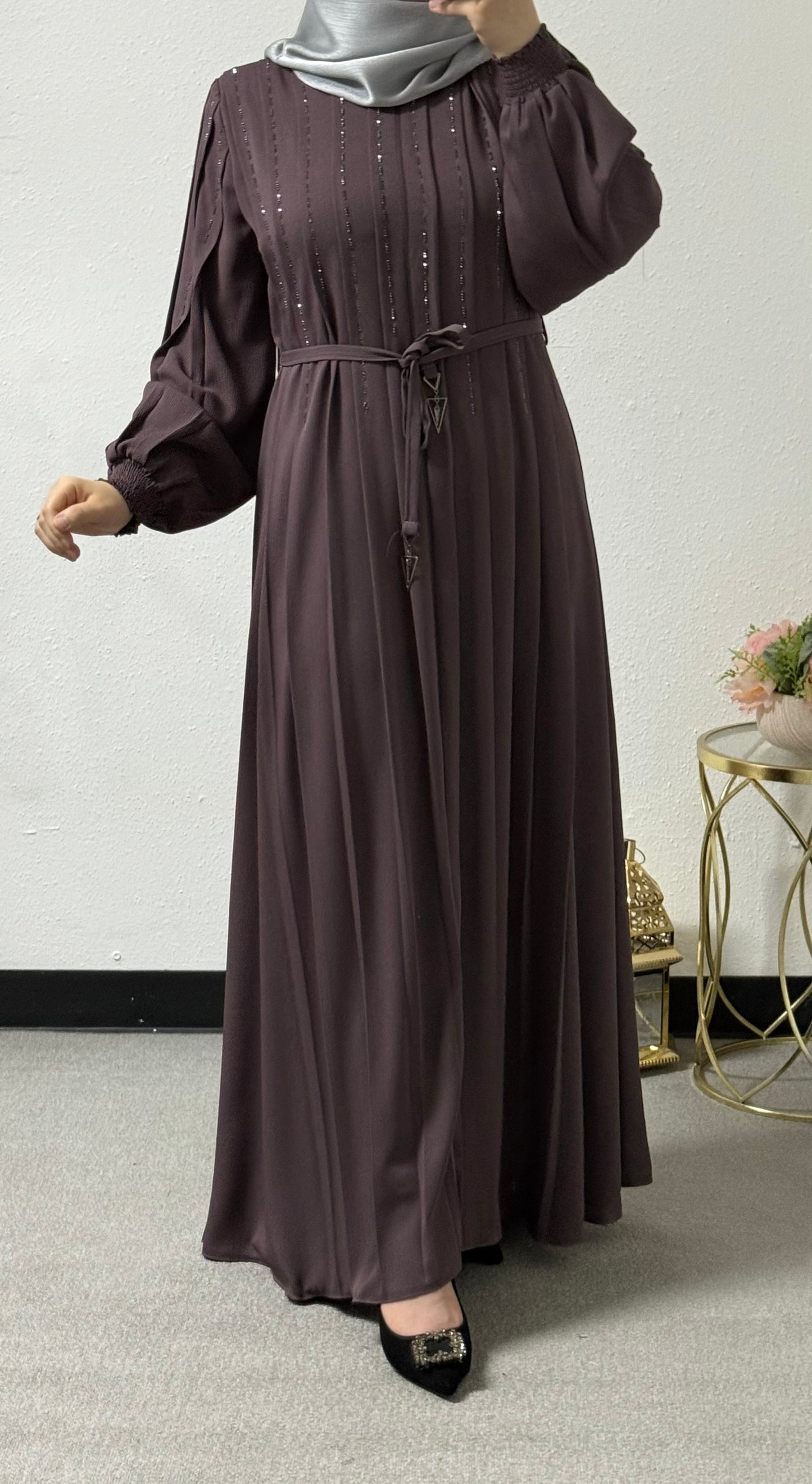 Intricate beads abaya