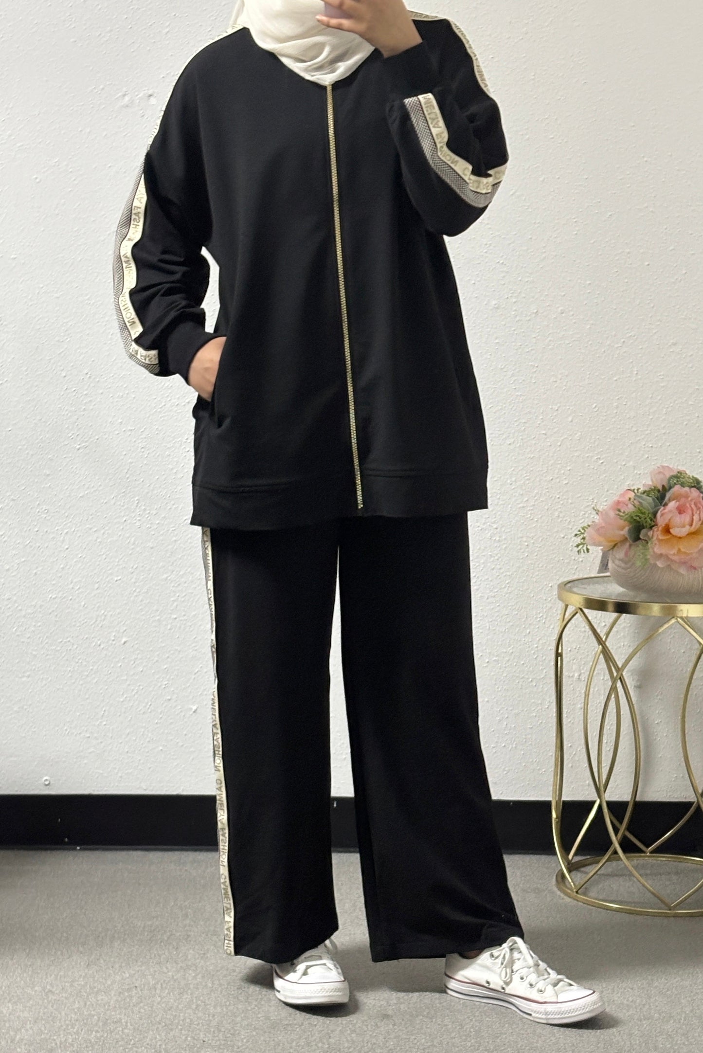 Checkered track suit