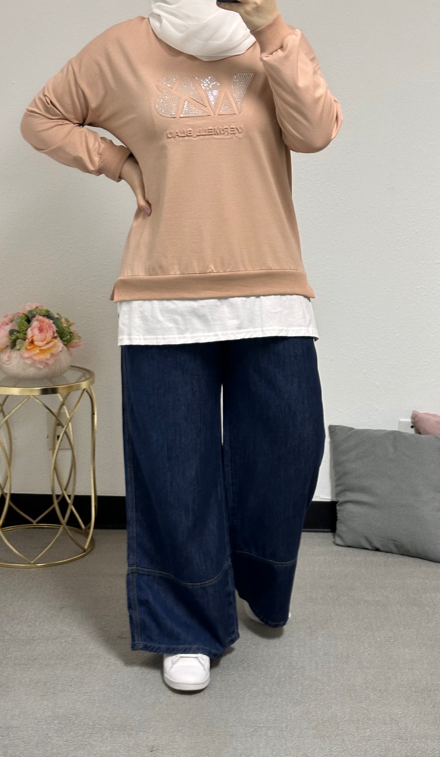 front strass adorned sweatshirt