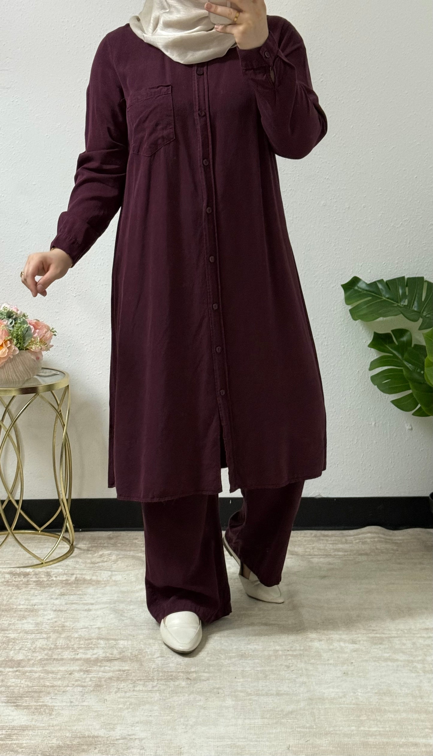 Long Shirt Simple Set