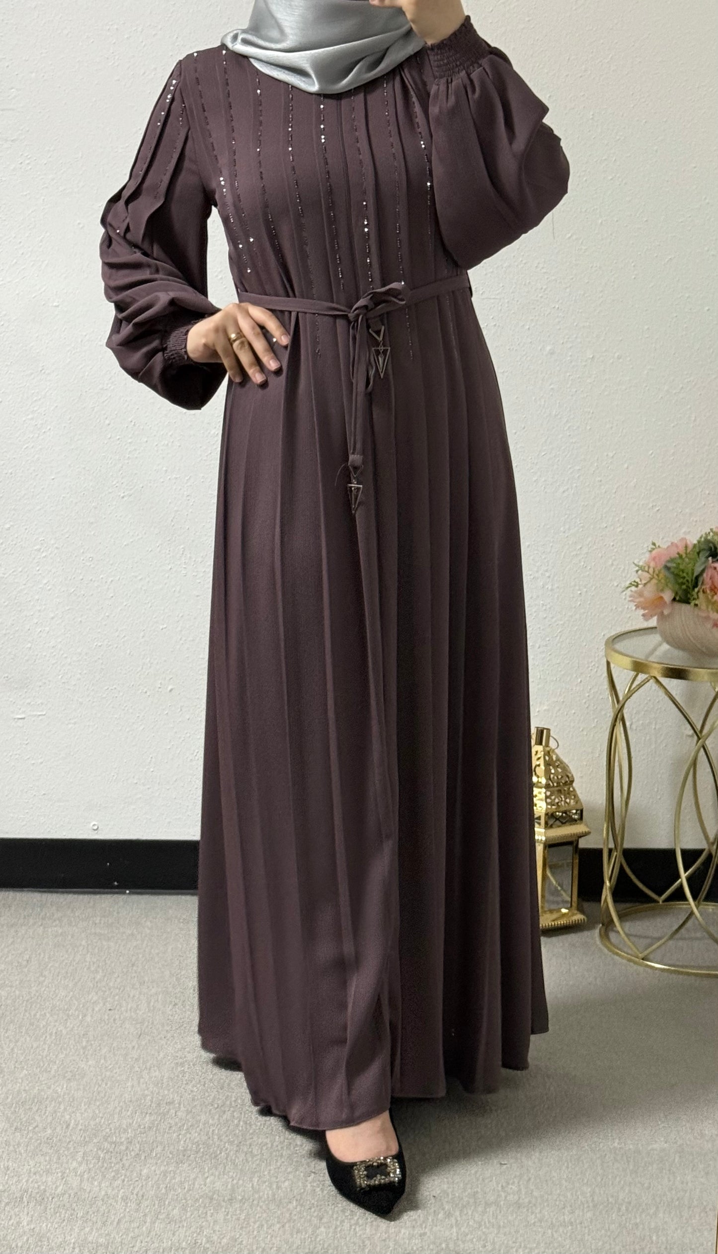 Intricate beads abaya