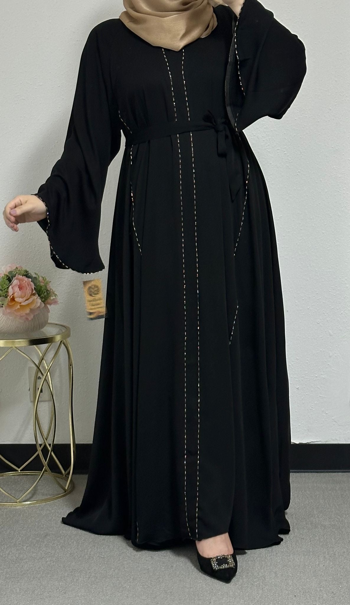 Wide flared abaya with a flowing design