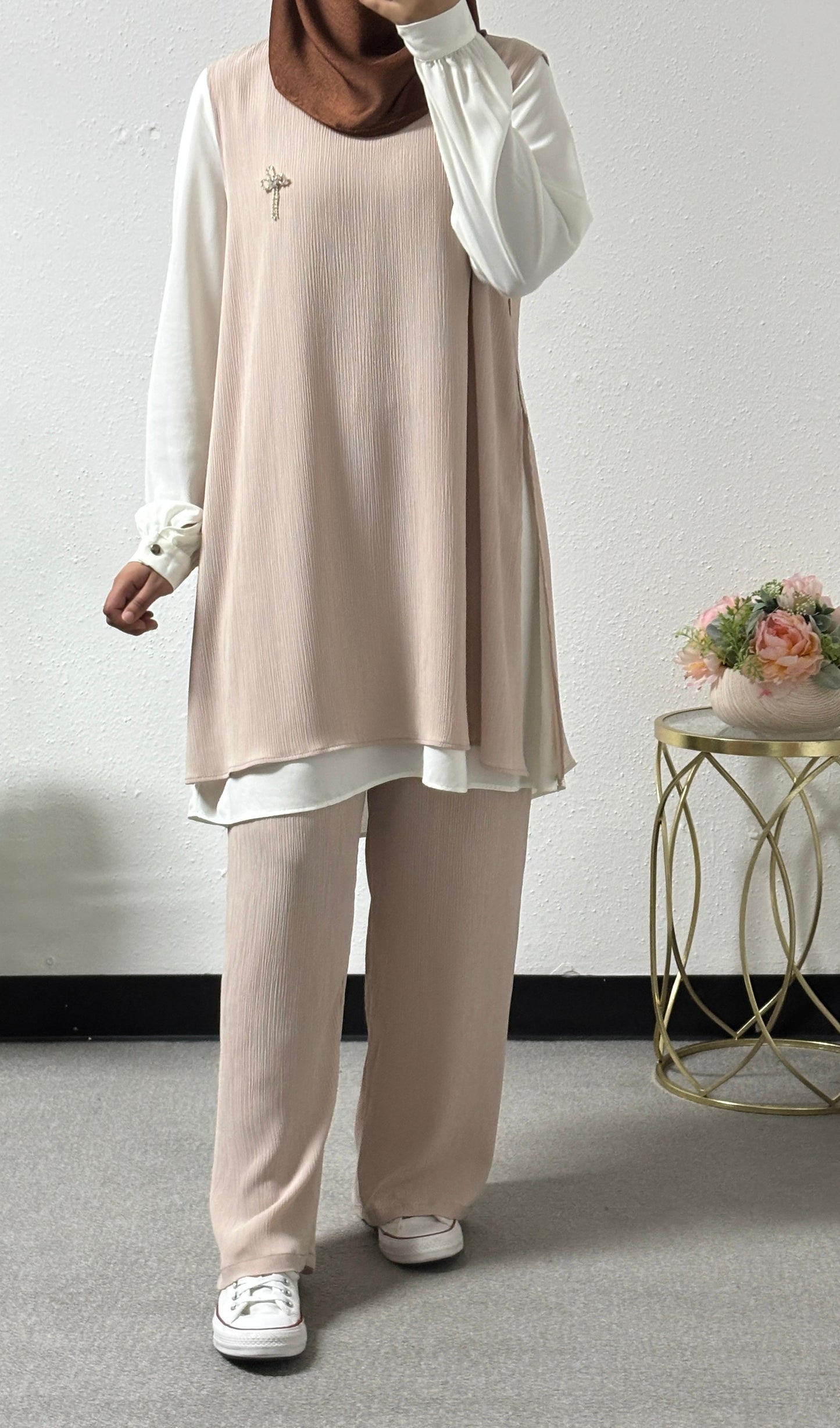 Three-pieces crinkle detail set