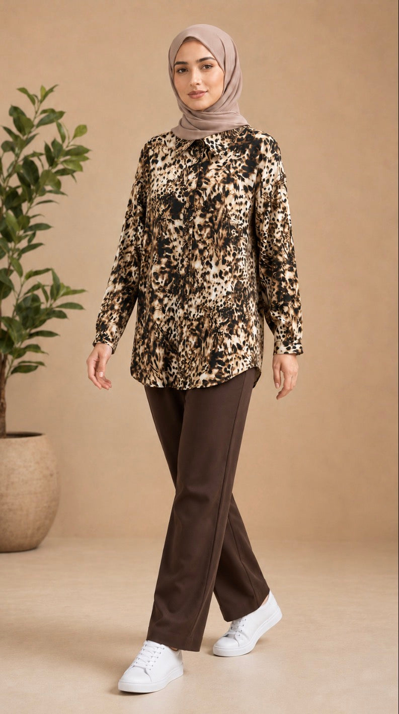 Silk Animal Print Shirt