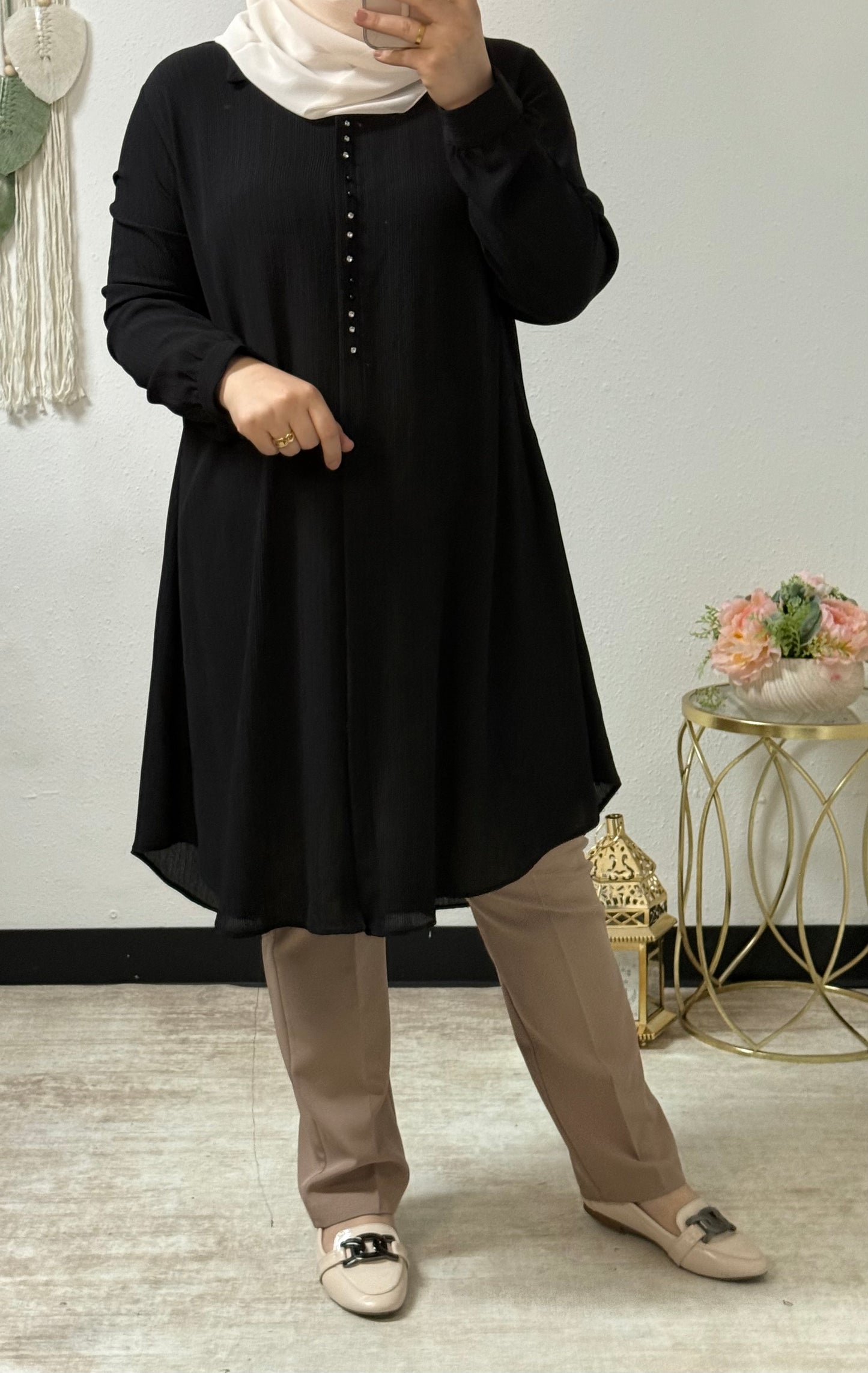 Collared Crinkle Long Shirt