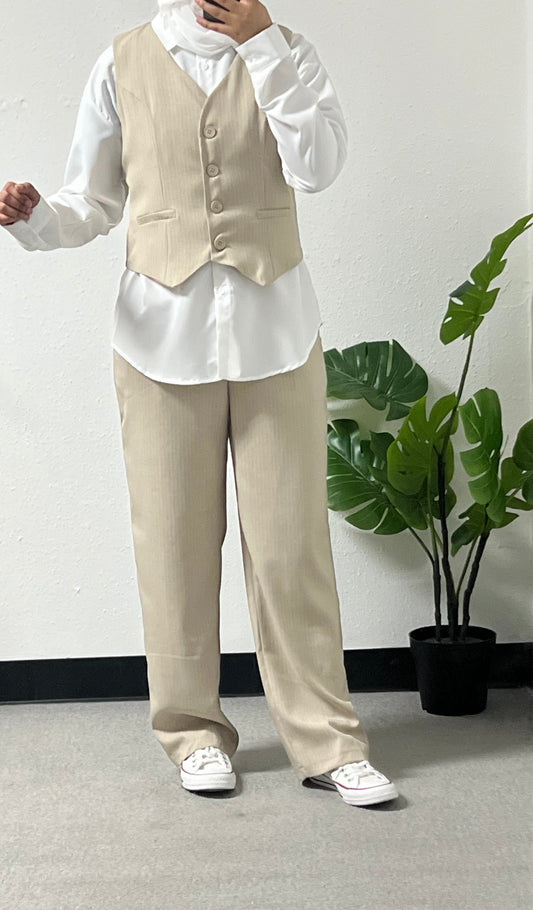 Three-Piece Zara Set with Pants, Shirt, and Vest