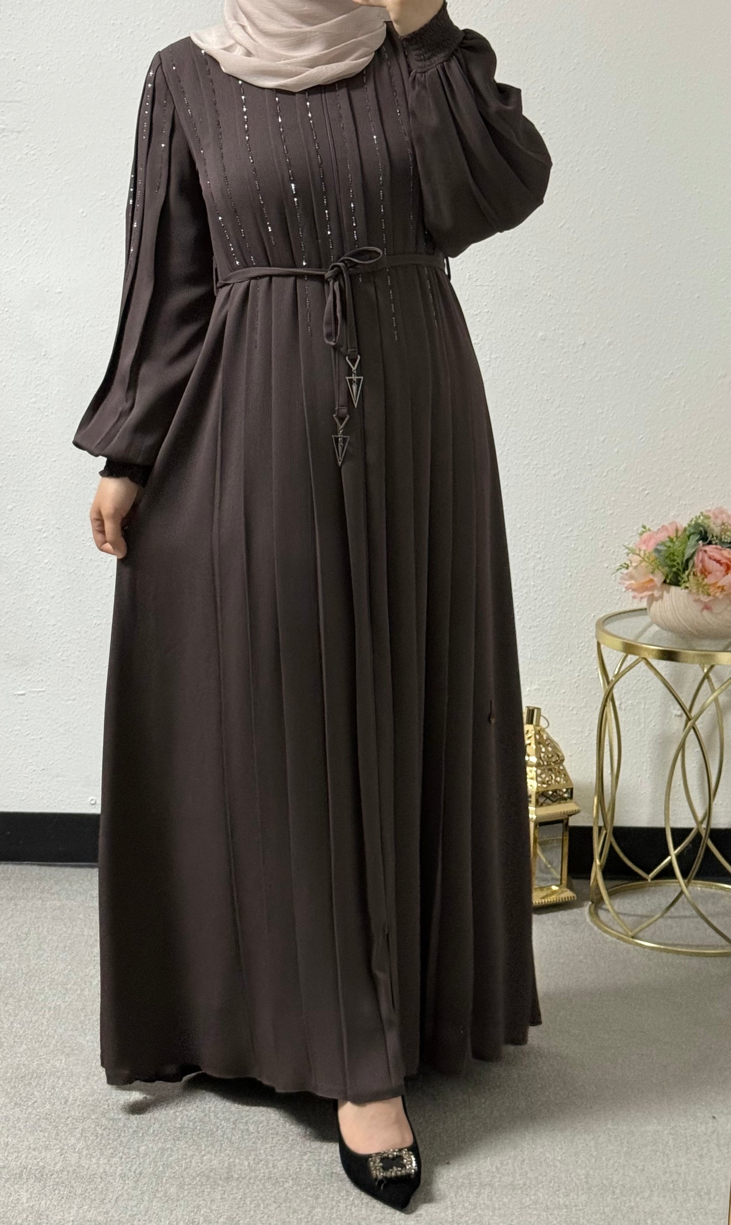 Intricate beads abaya
