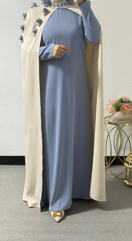 Two piece rose/pearl abaya set