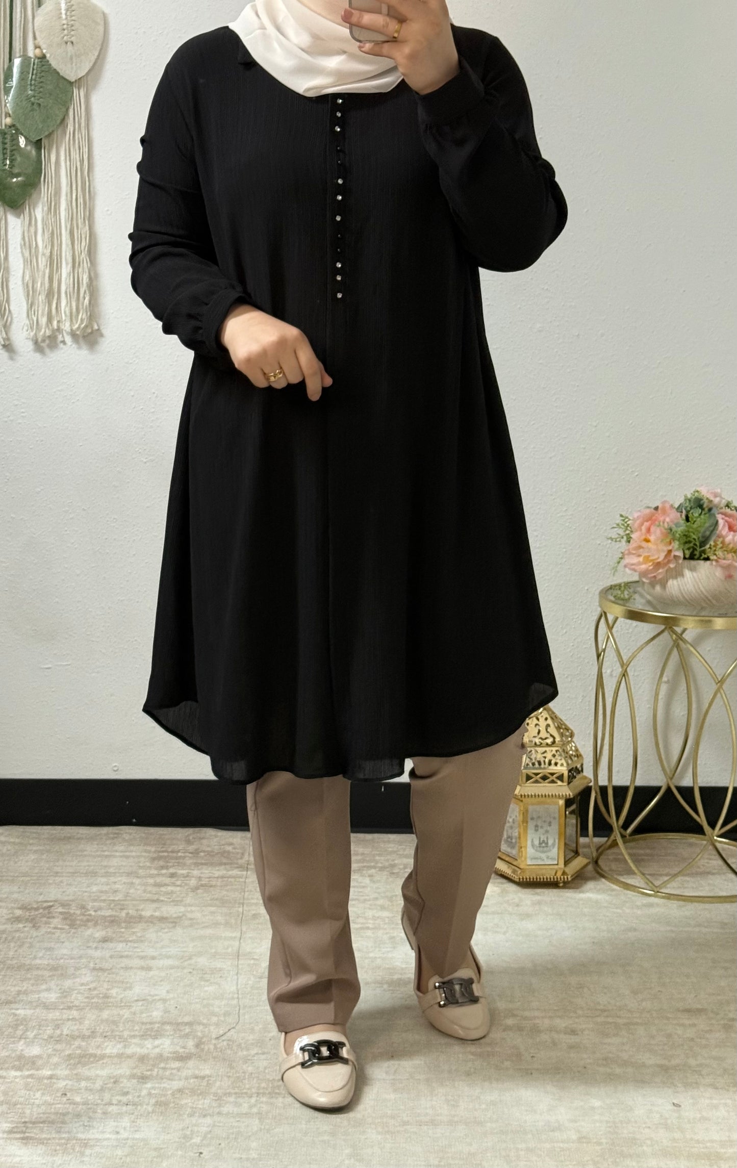 Collared Crinkle Long Shirt