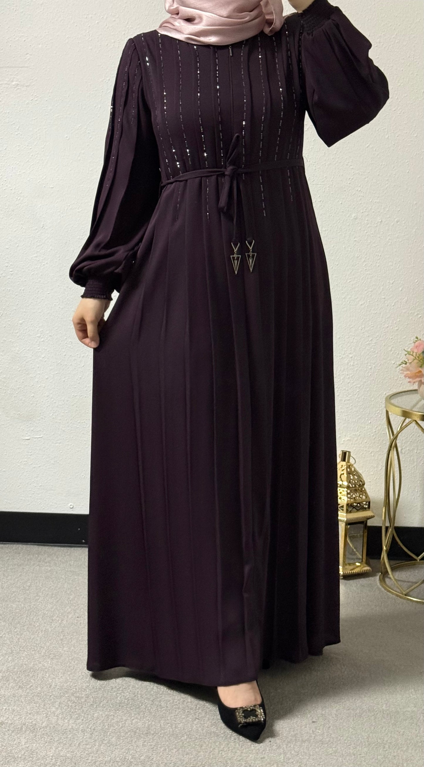 Intricate beads abaya