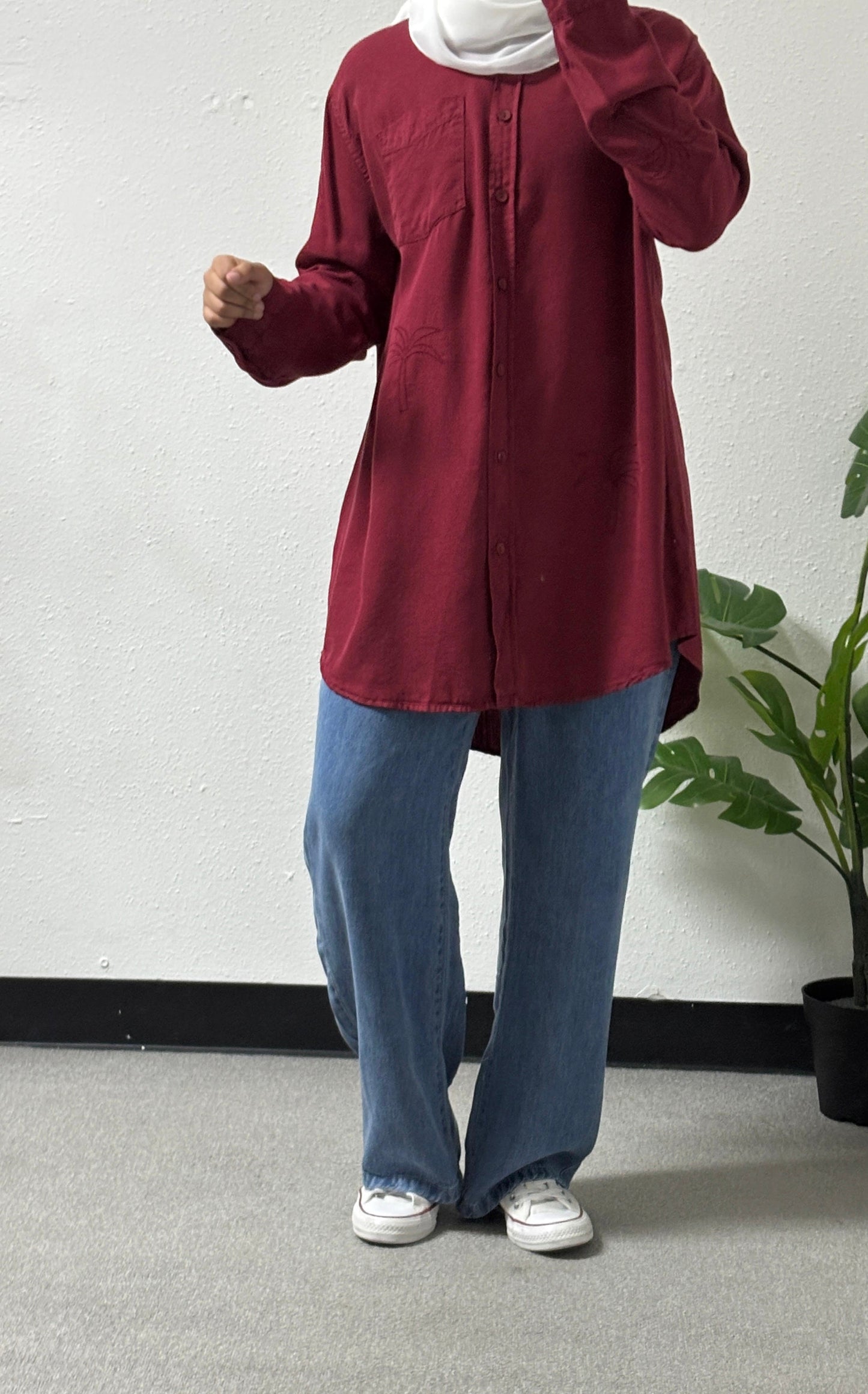 Palm tree embroidery shirt