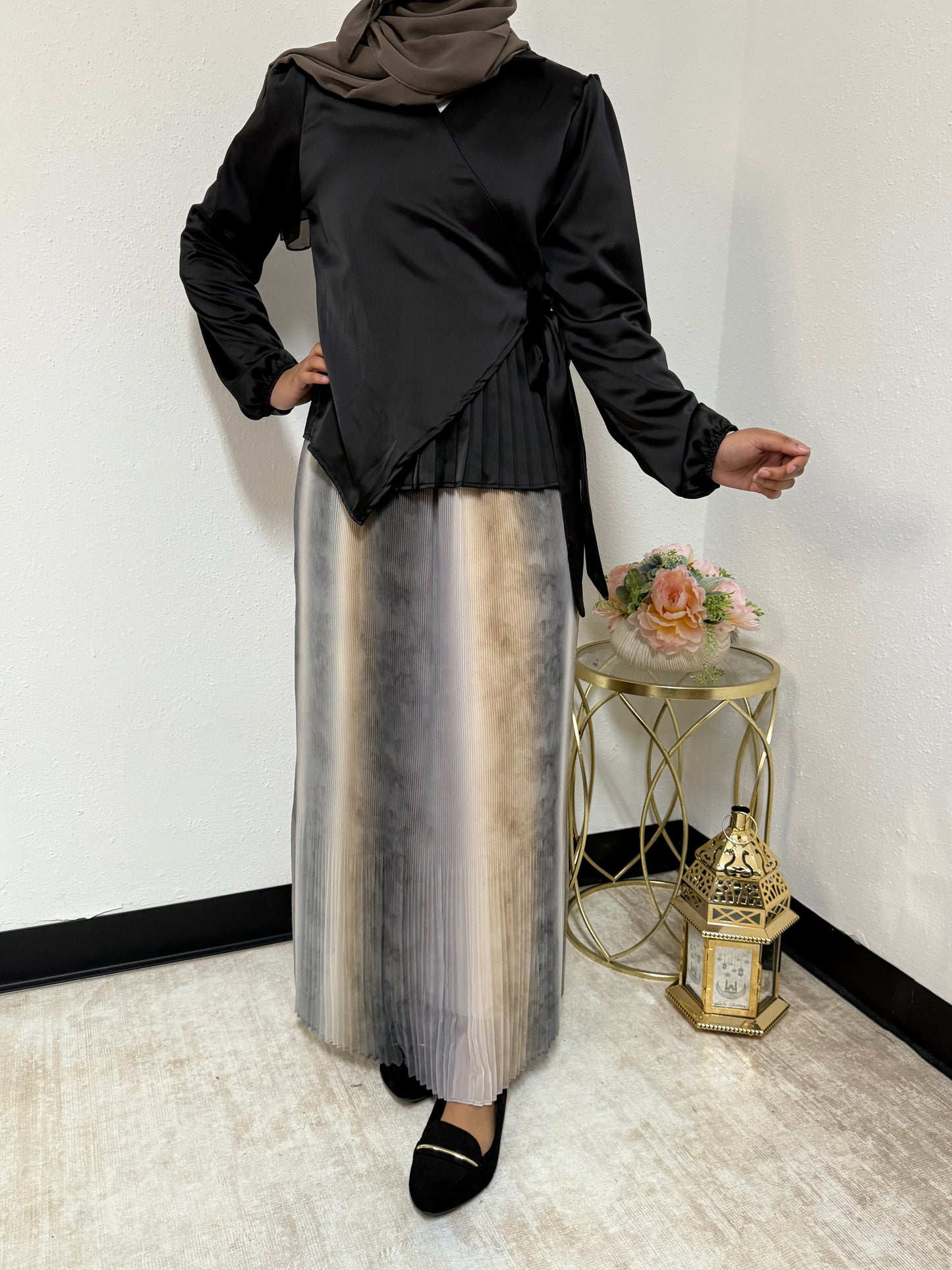 Side Pleated Silk Shirt