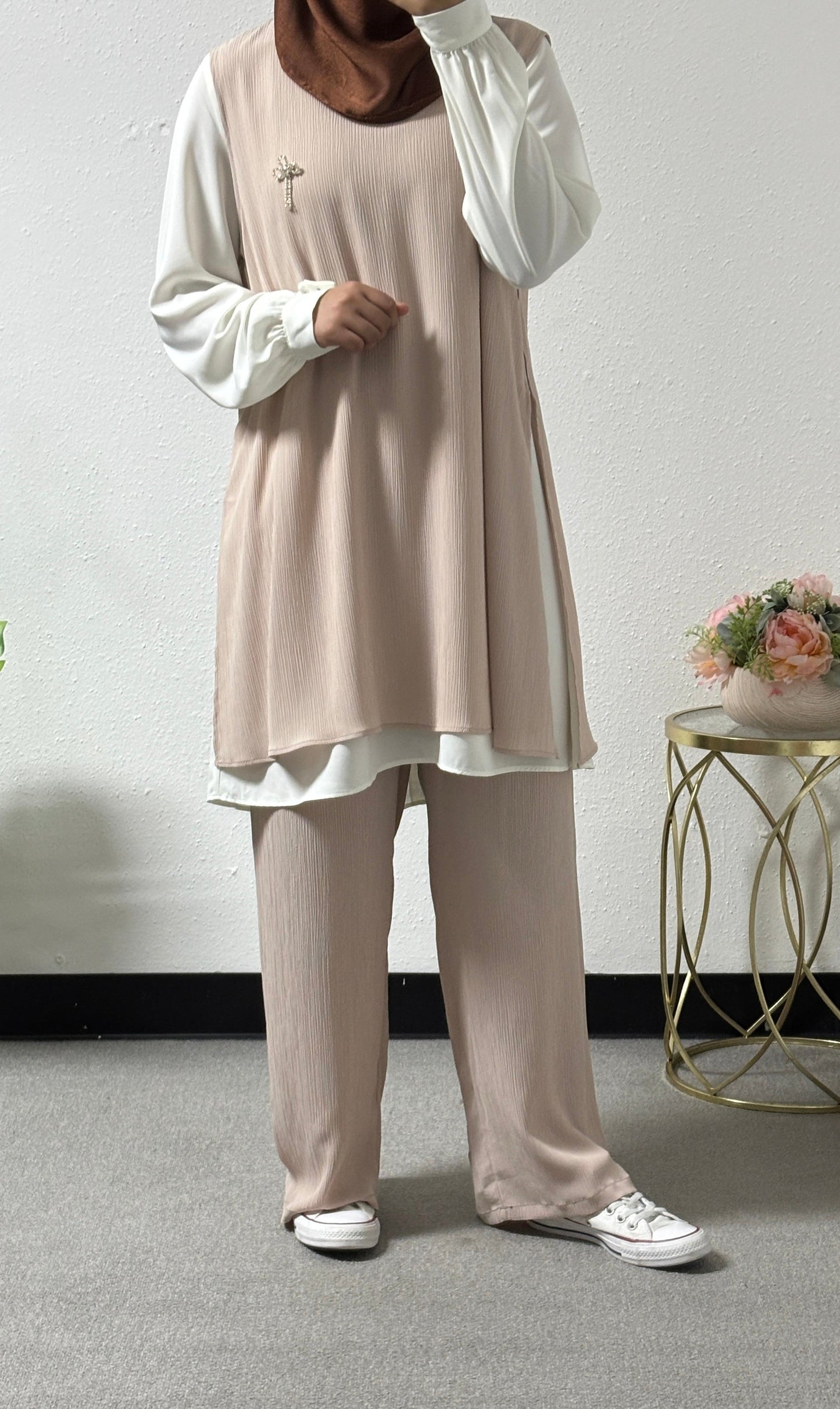 Three-pieces crinkle detail set