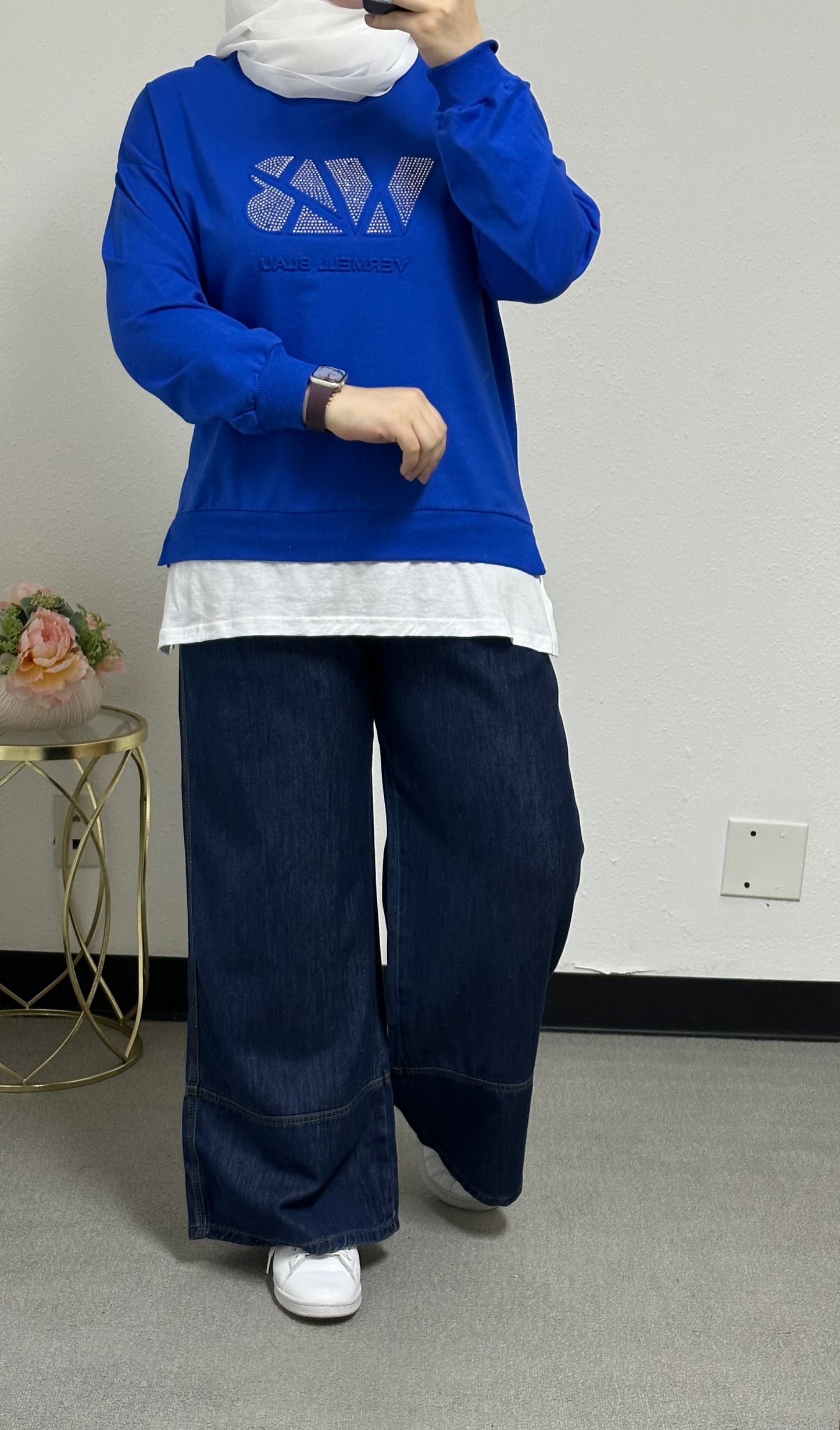 front strass adorned sweatshirt