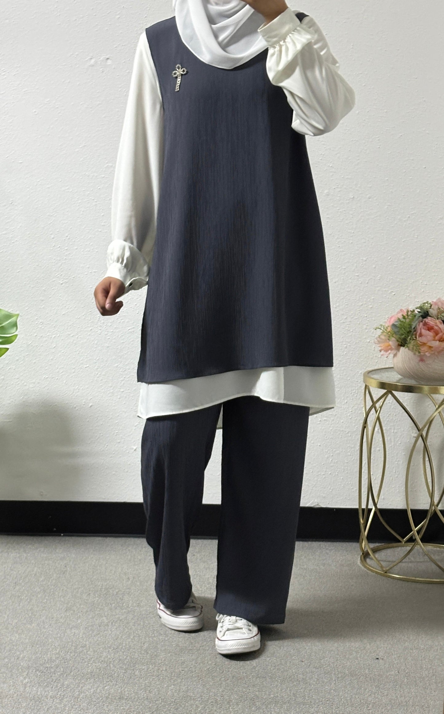Three-pieces crinkle detail set