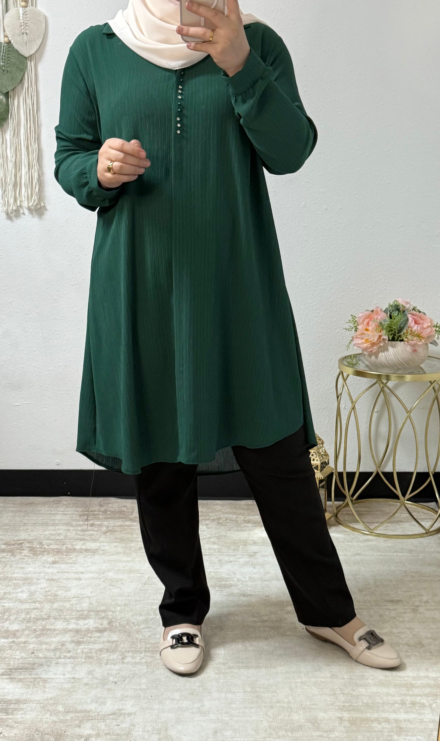 Collared Crinkle Long Shirt