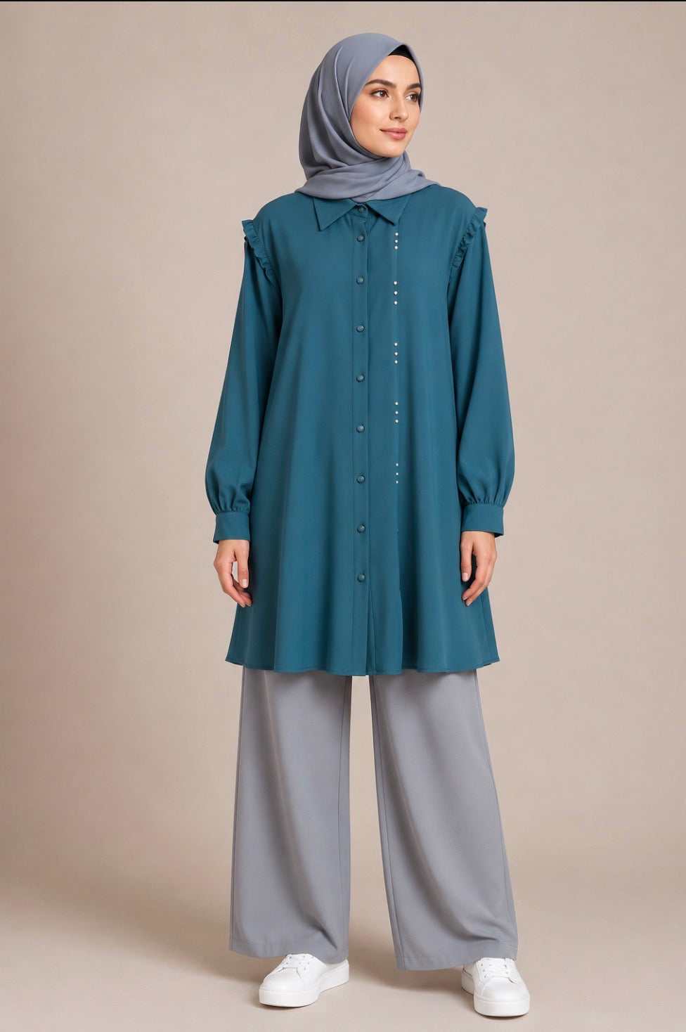 Simple Beaded Long Shirt