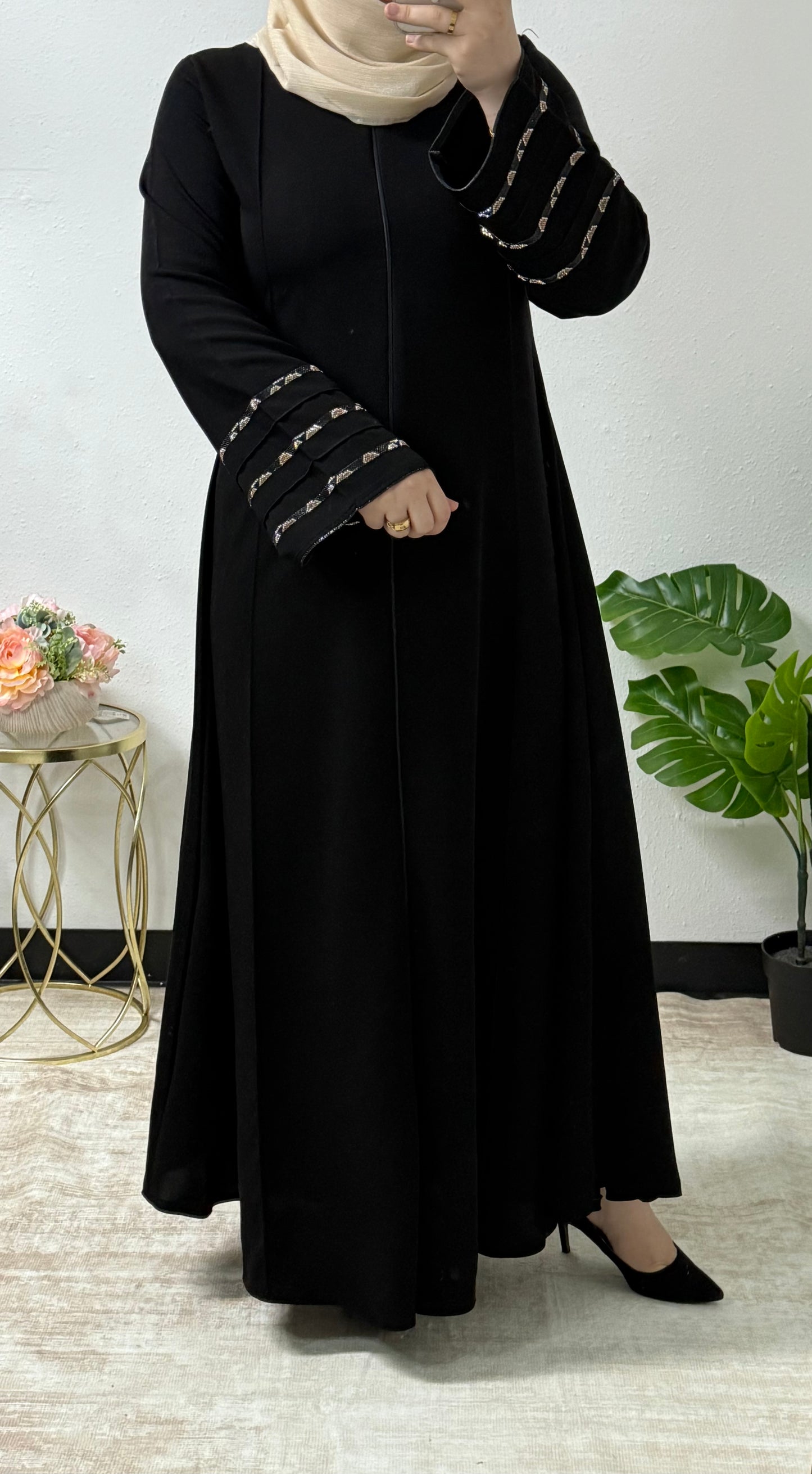 Embellished Rhinestone Abaya