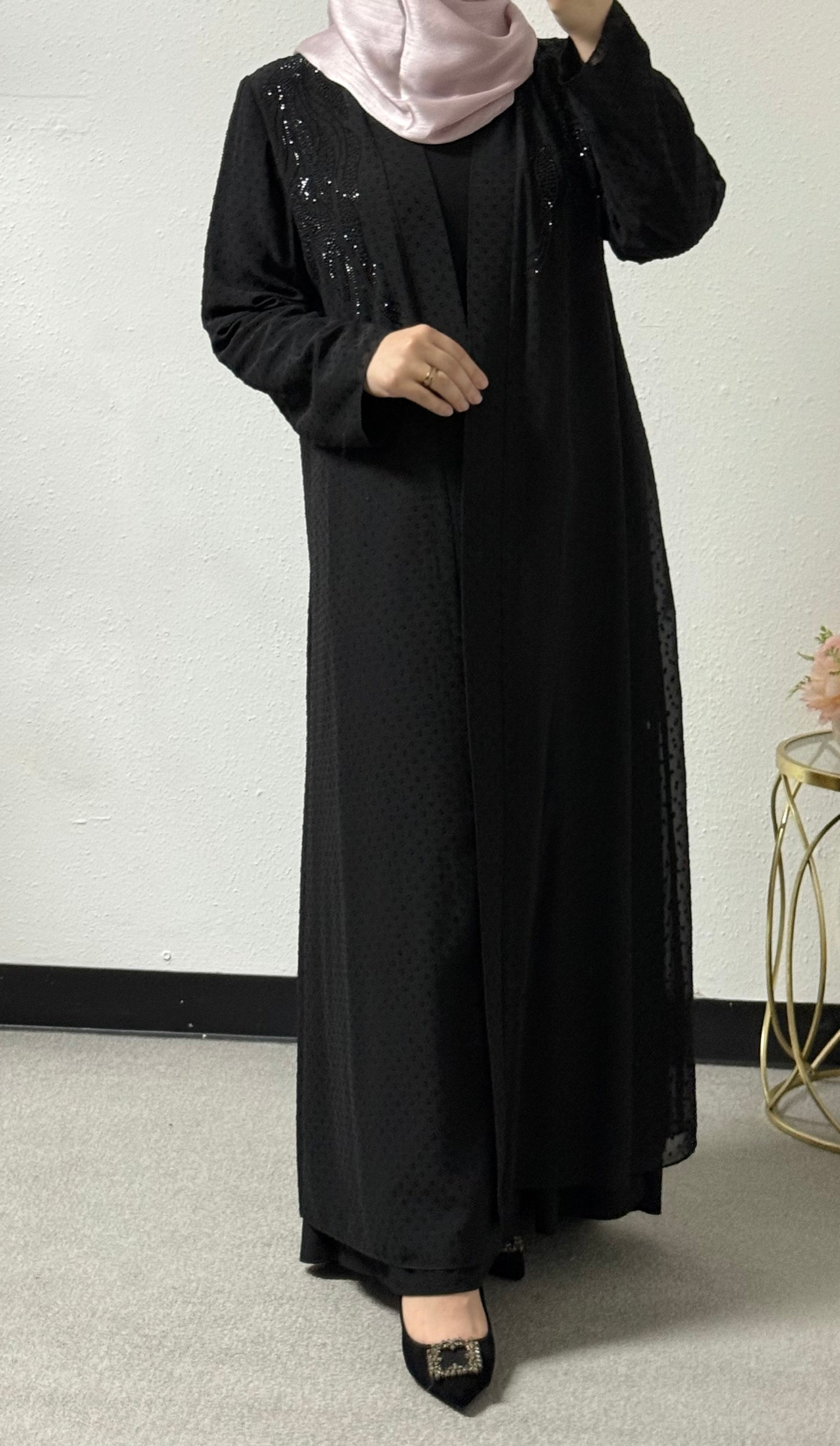Two-piece black abaya set