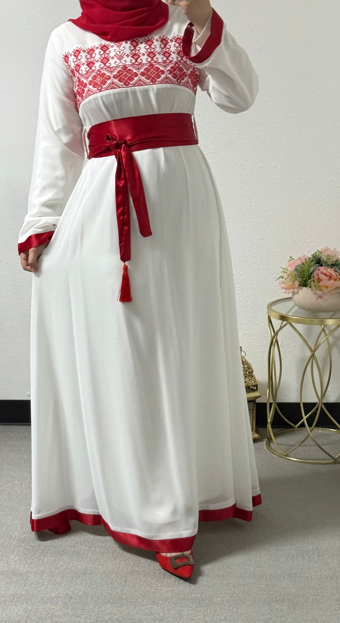 Embroidered chiffon dress