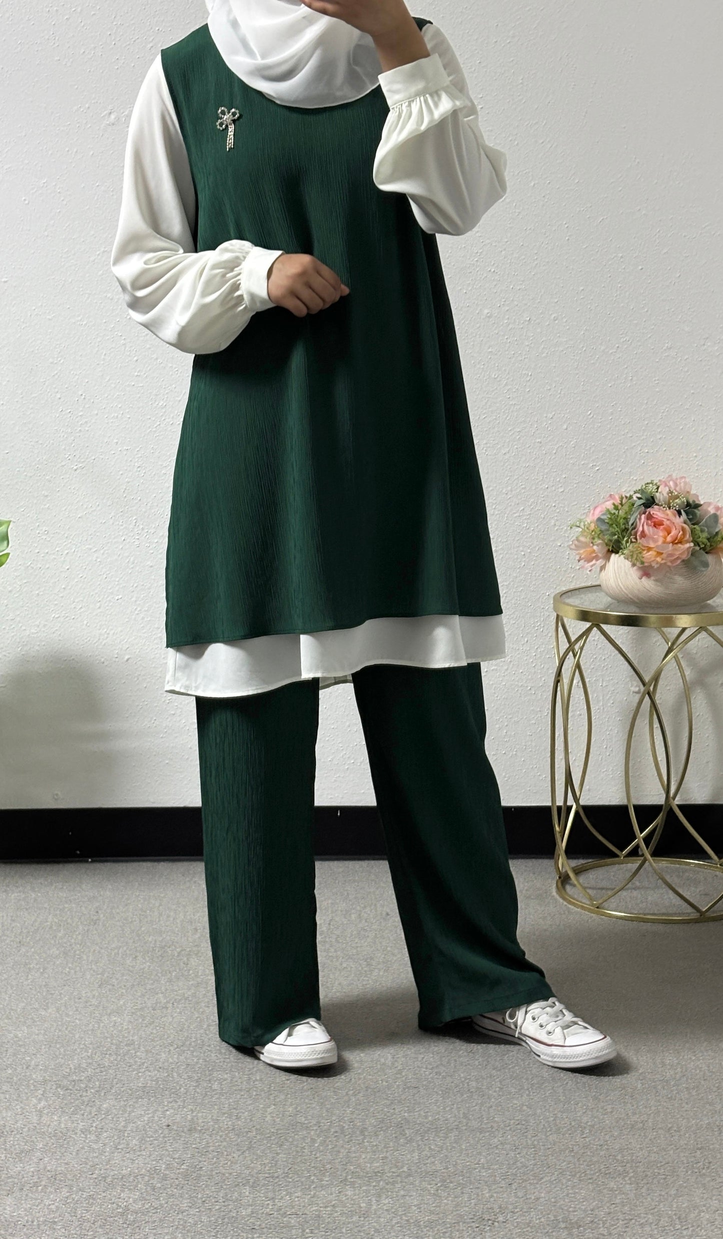 Three-pieces crinkle detail set
