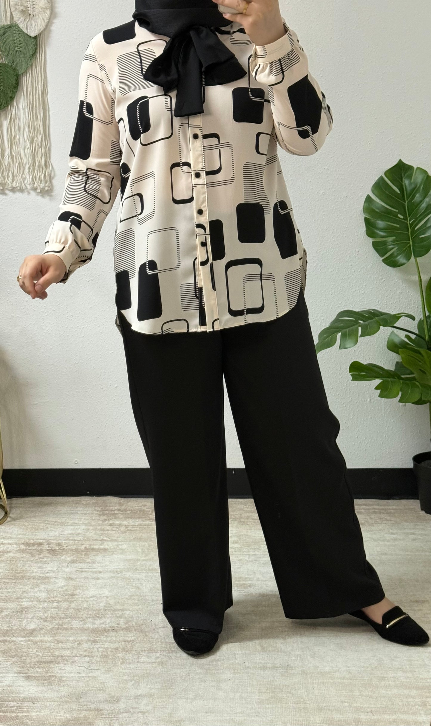 Block Print Bow-tie Shirt