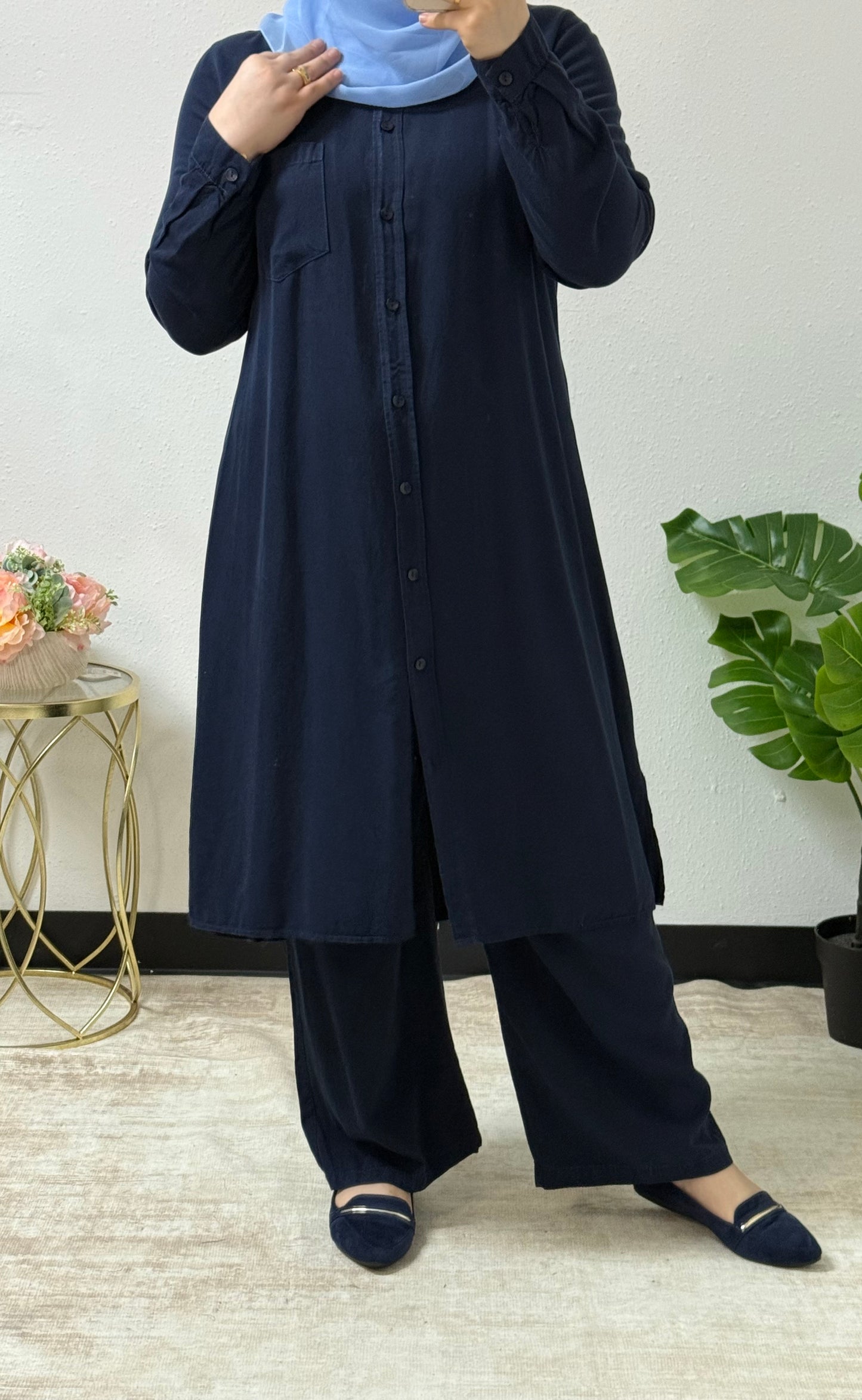Long Shirt Simple Set