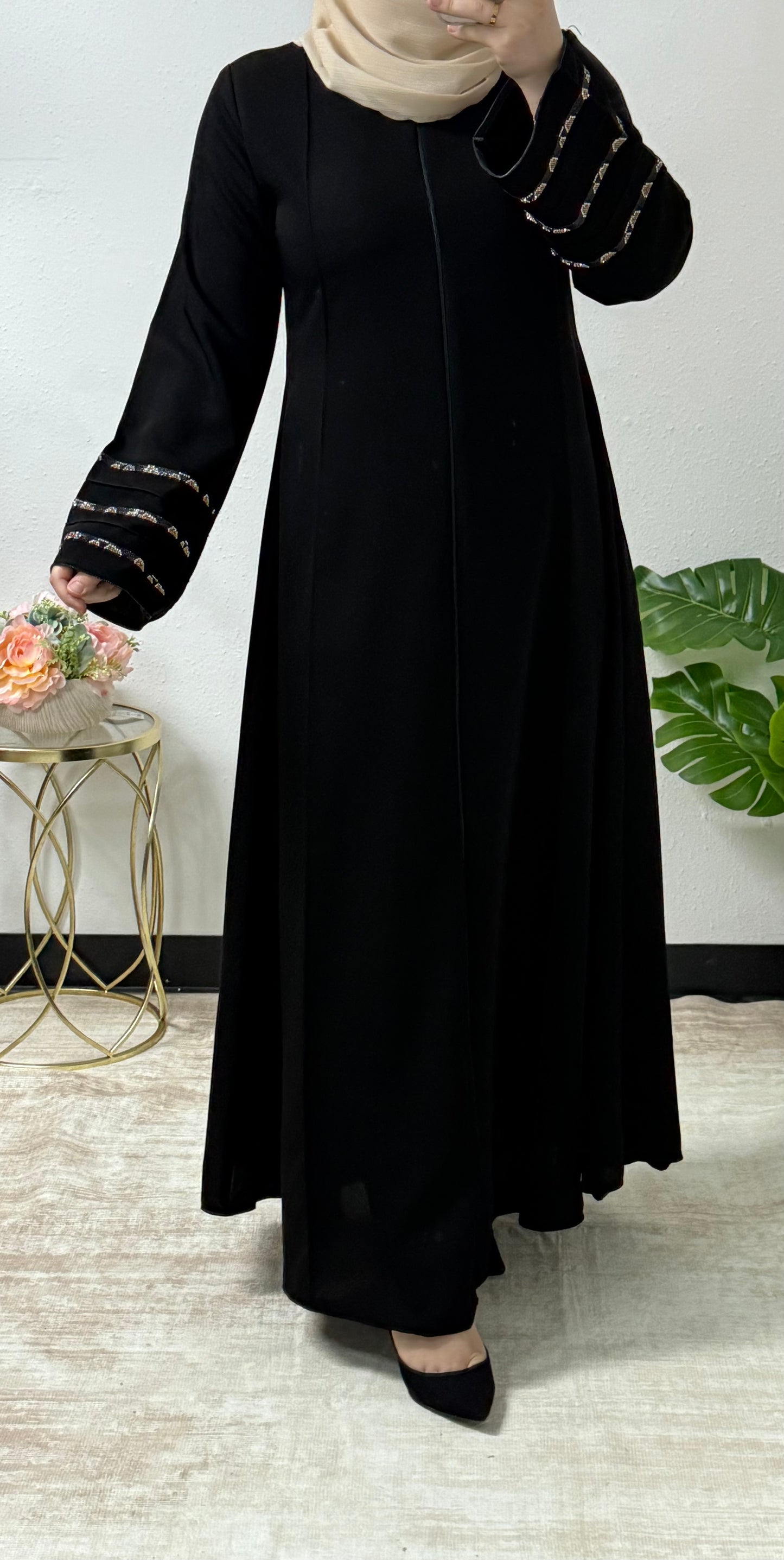 Embellished Rhinestone Abaya