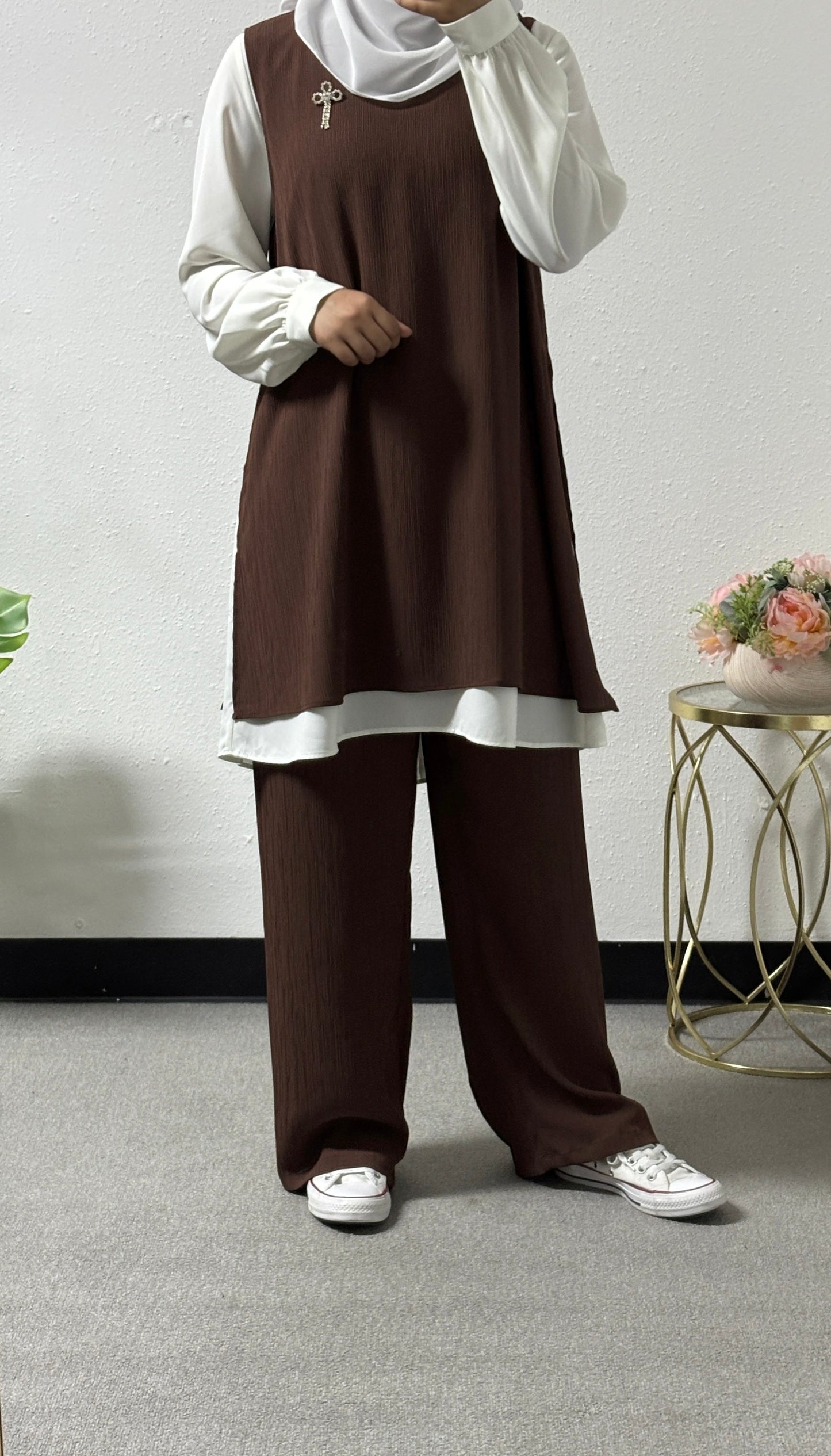 Three-pieces crinkle detail set