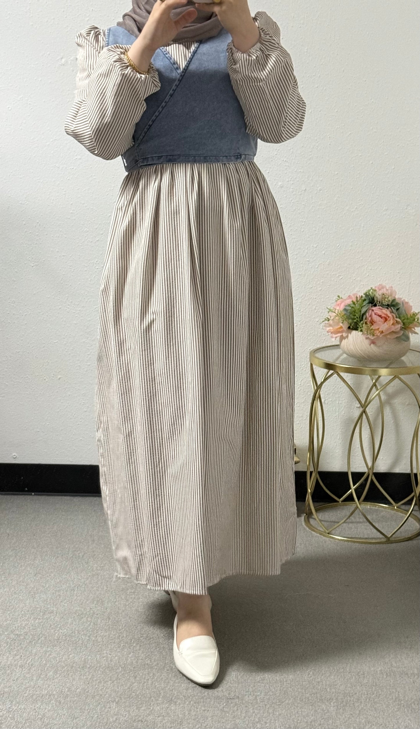 Jean vest stripes dress