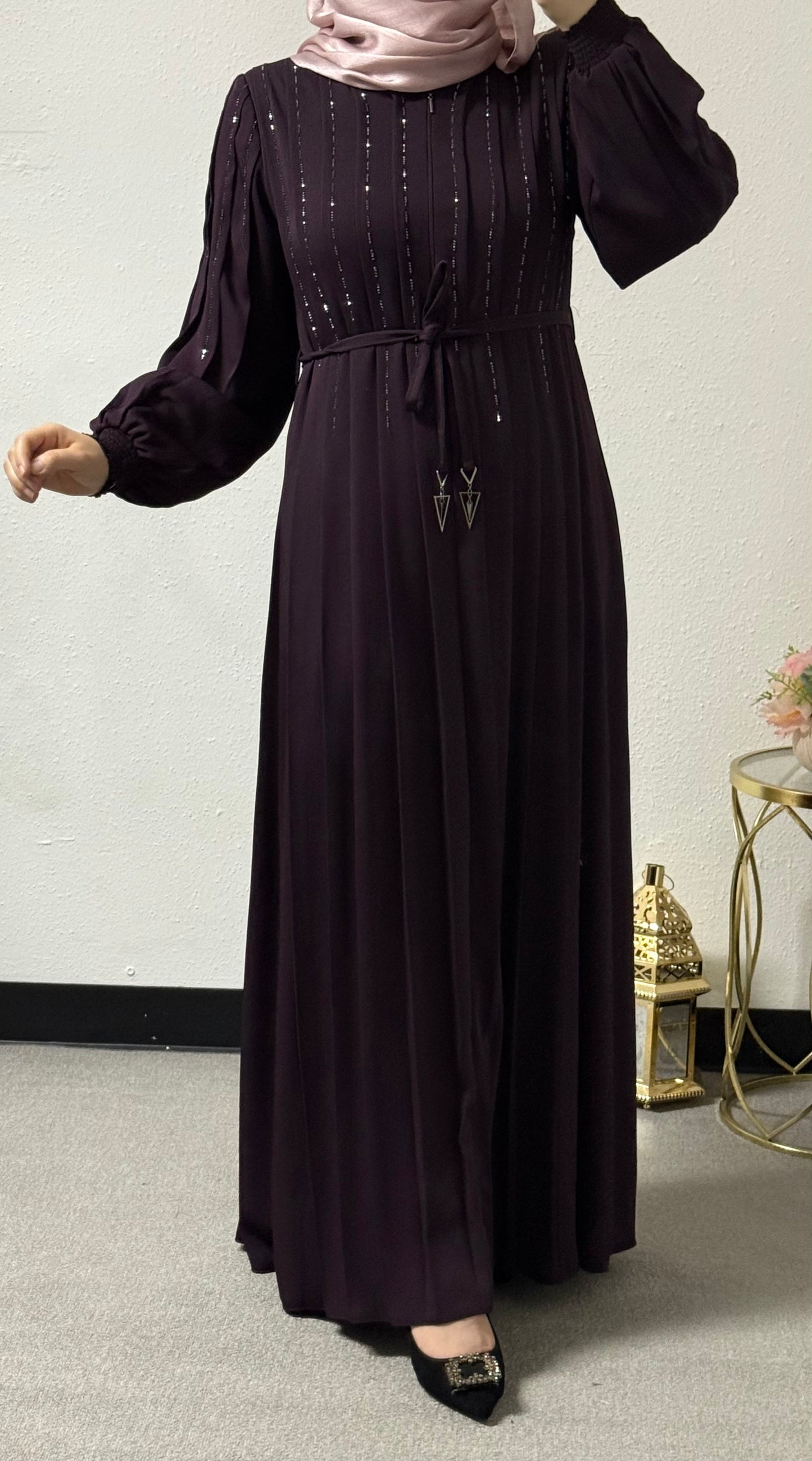 Intricate beads abaya