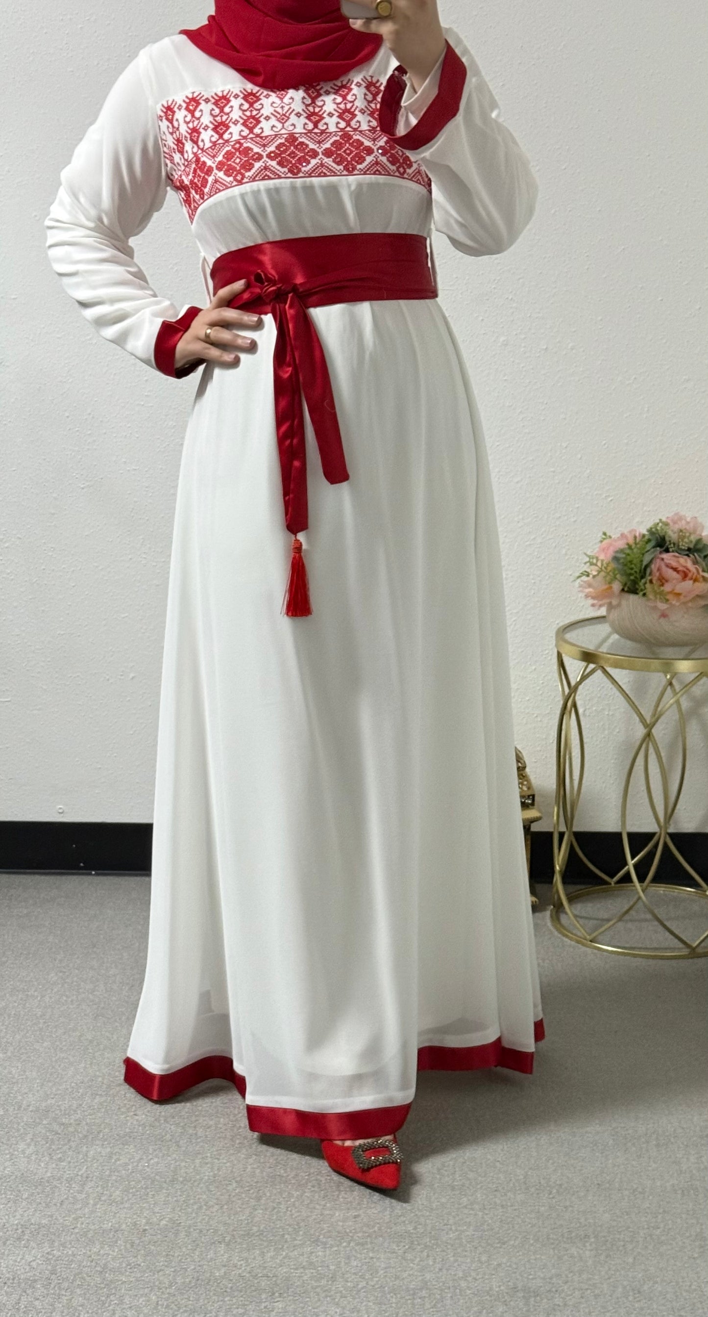 Embroidered chiffon dress