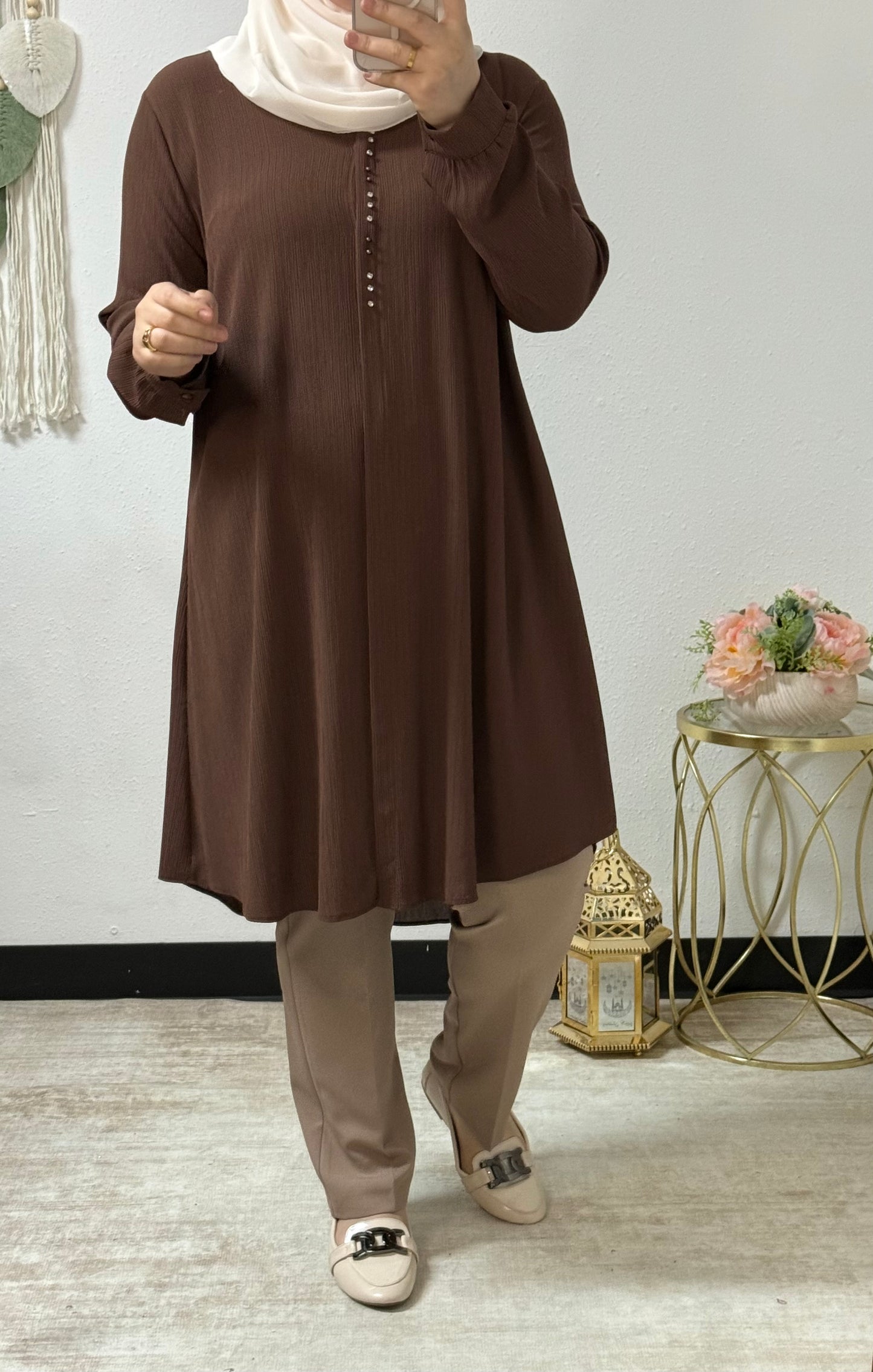 Collared Crinkle Long Shirt