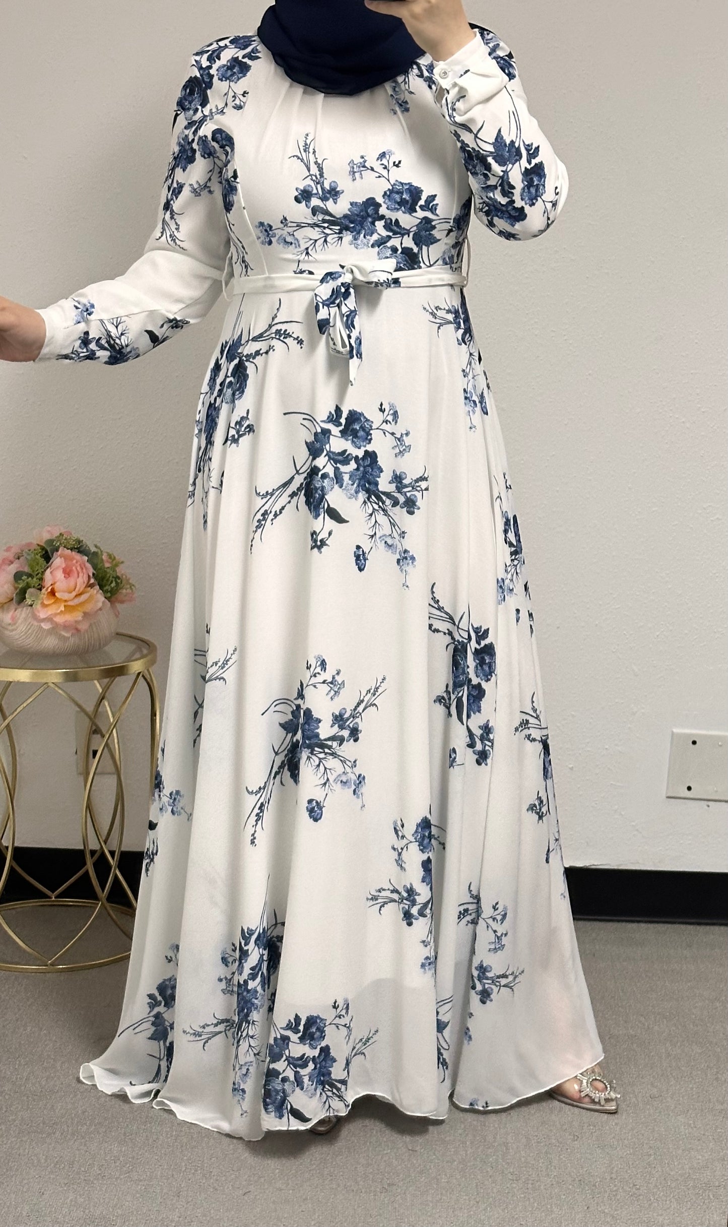 floral dress with a belt
