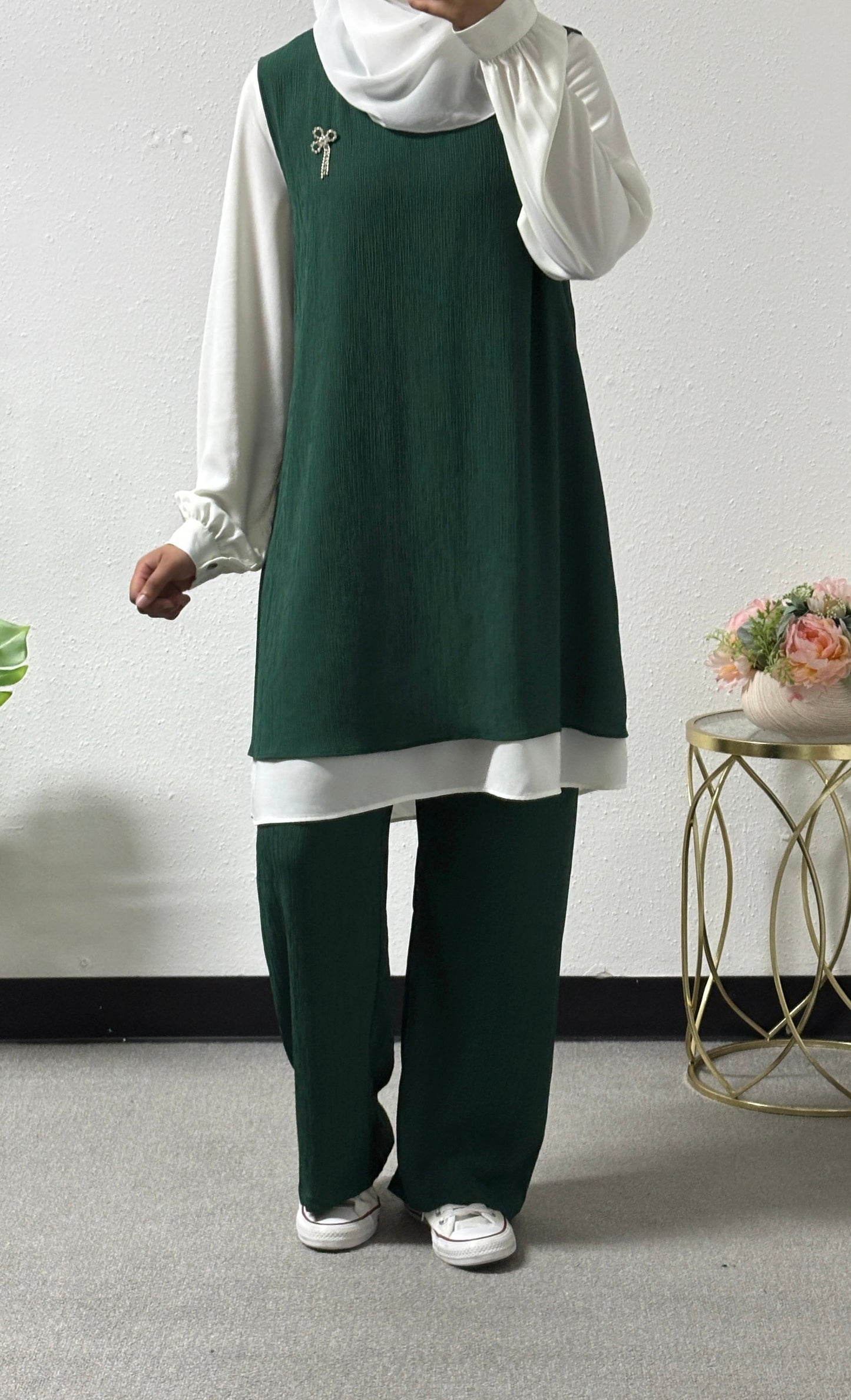 Three-pieces crinkle detail set