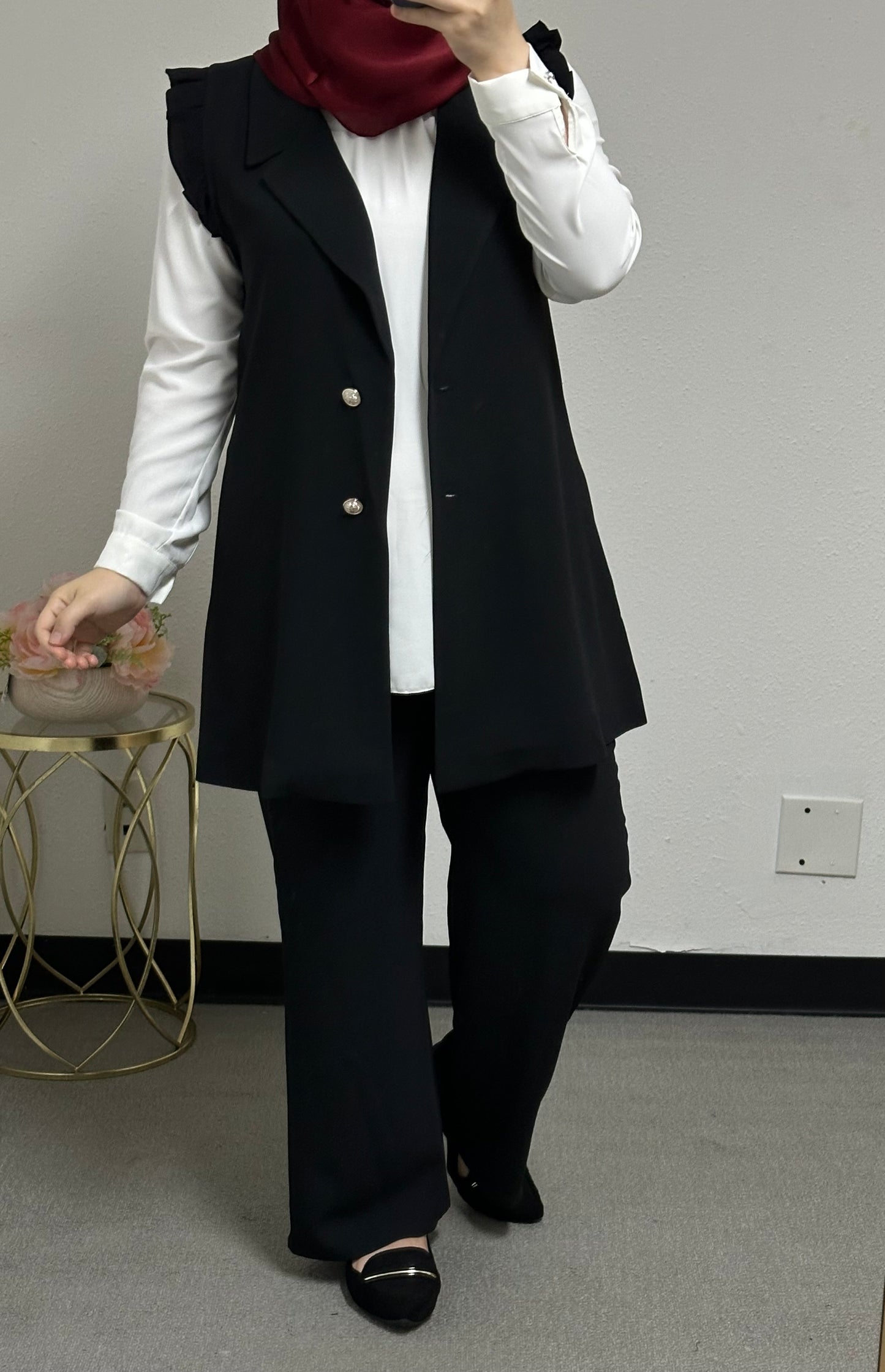 three pieces set with white shirt underneath