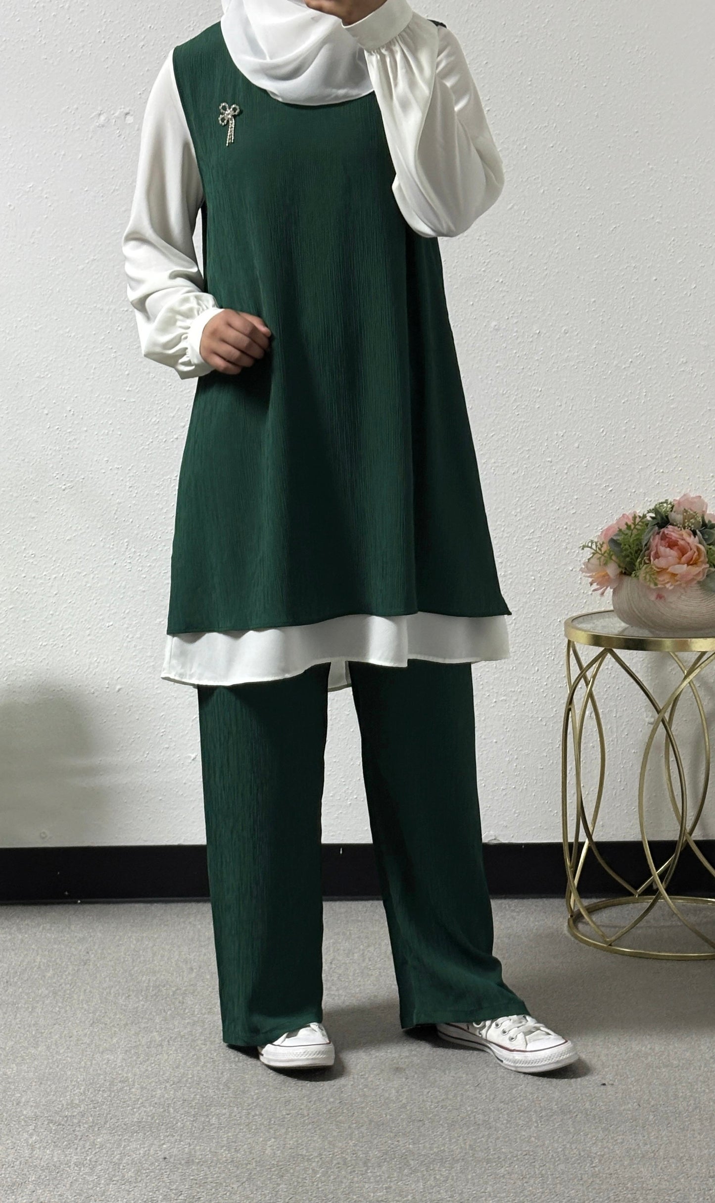 Three-pieces crinkle detail set