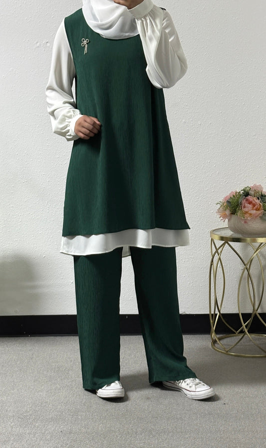 Three-pieces crinkle detail set