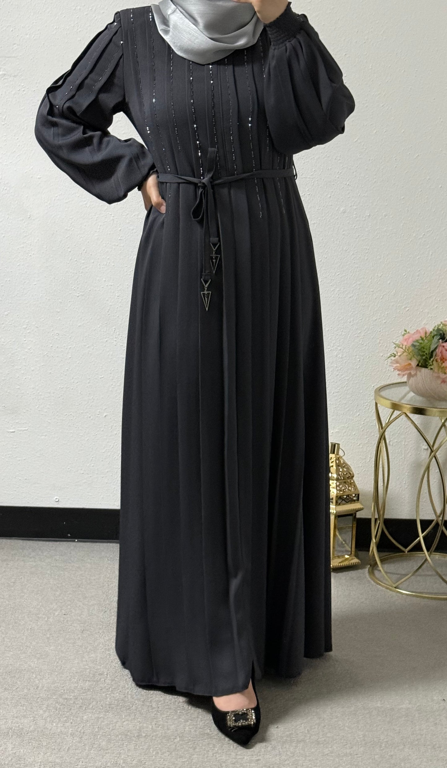 Intricate beads abaya
