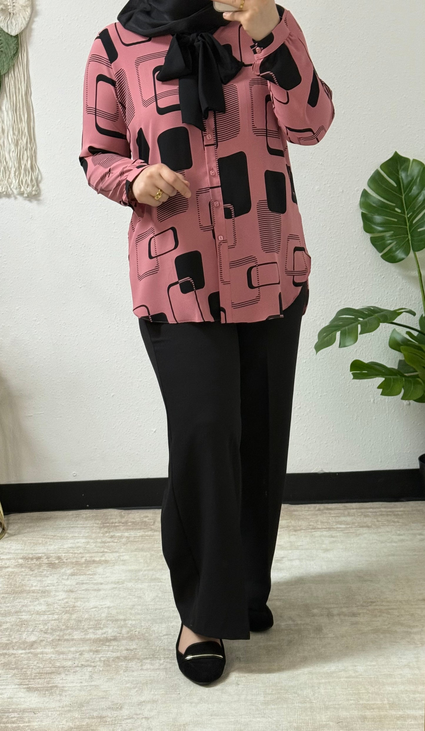 Block Print Bow-tie Shirt