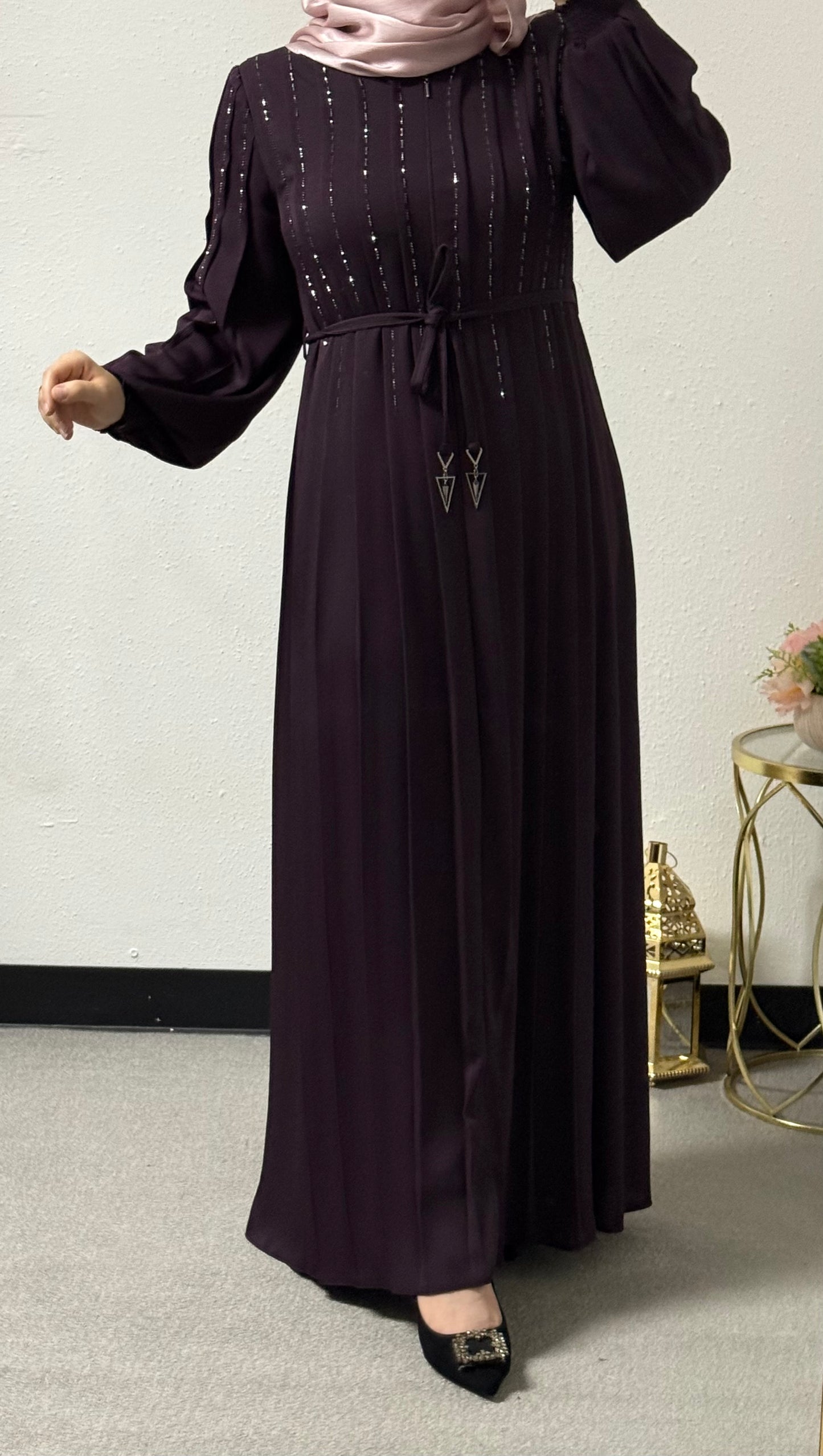 Intricate beads abaya
